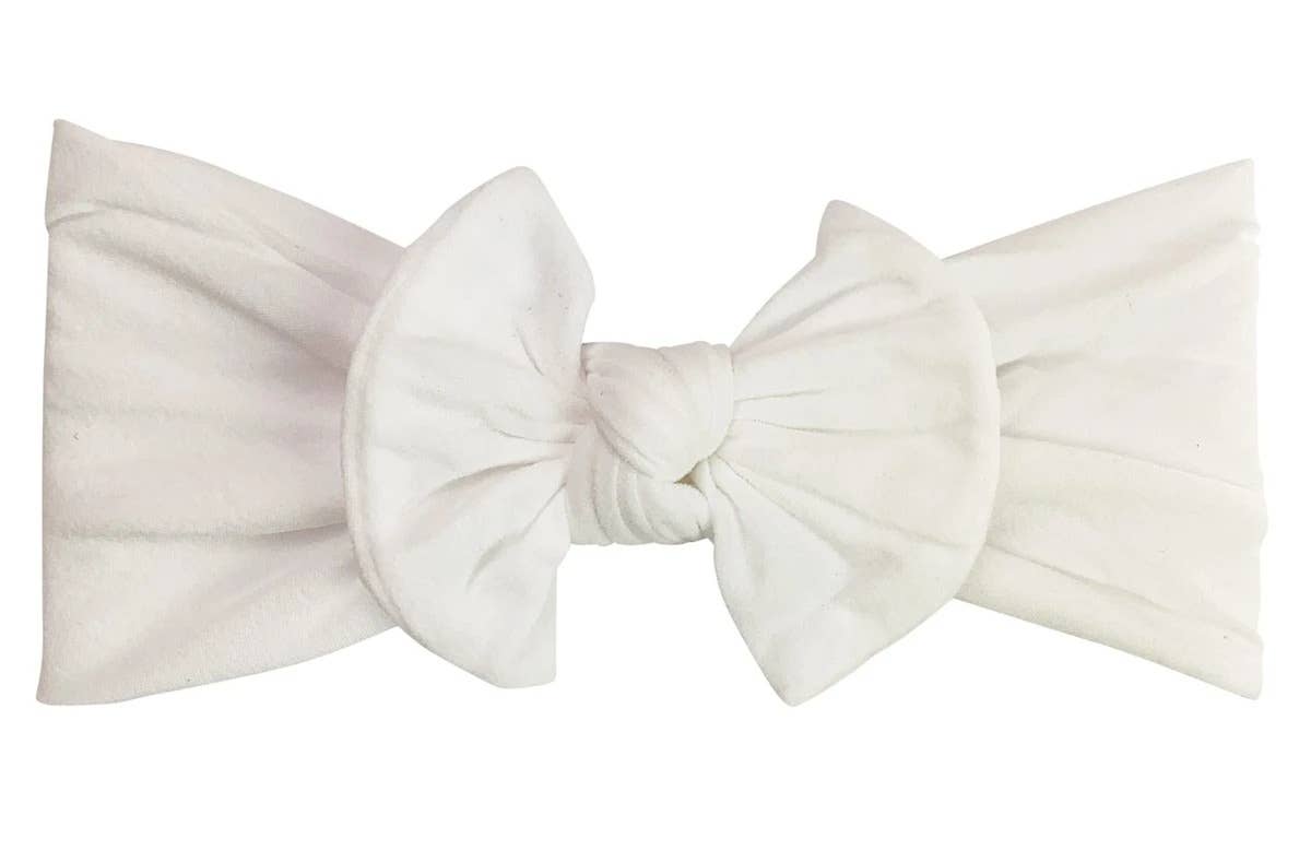 Nylon Bow Knotted Center Headwrap Infant Headband Baby Girl: Ivory