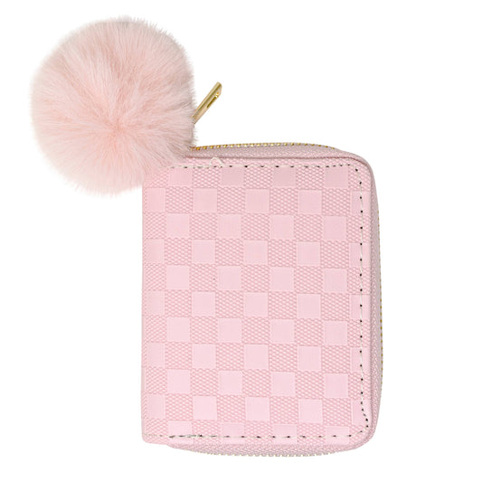 Checker Canvas Wallet: Pink