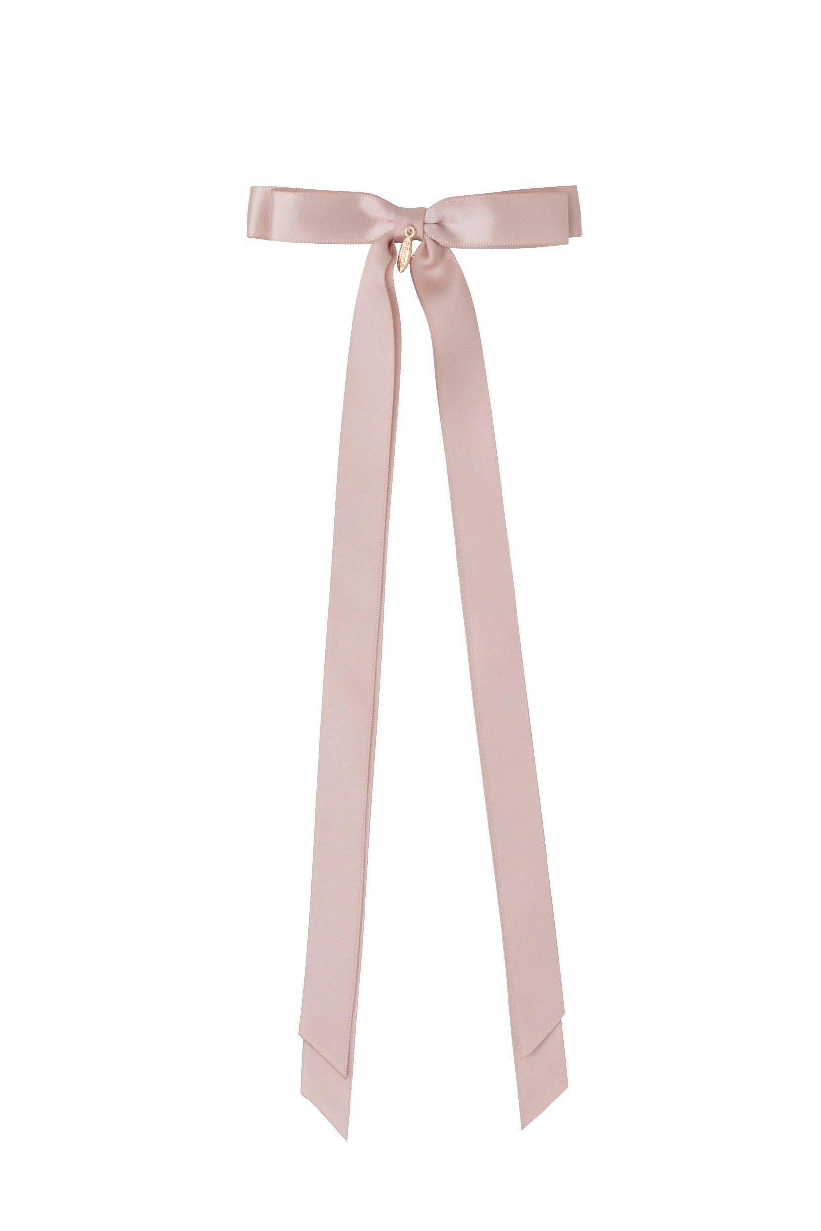 Matilda Satin Long Tail Bow Clip - Vanilla: Vanilla