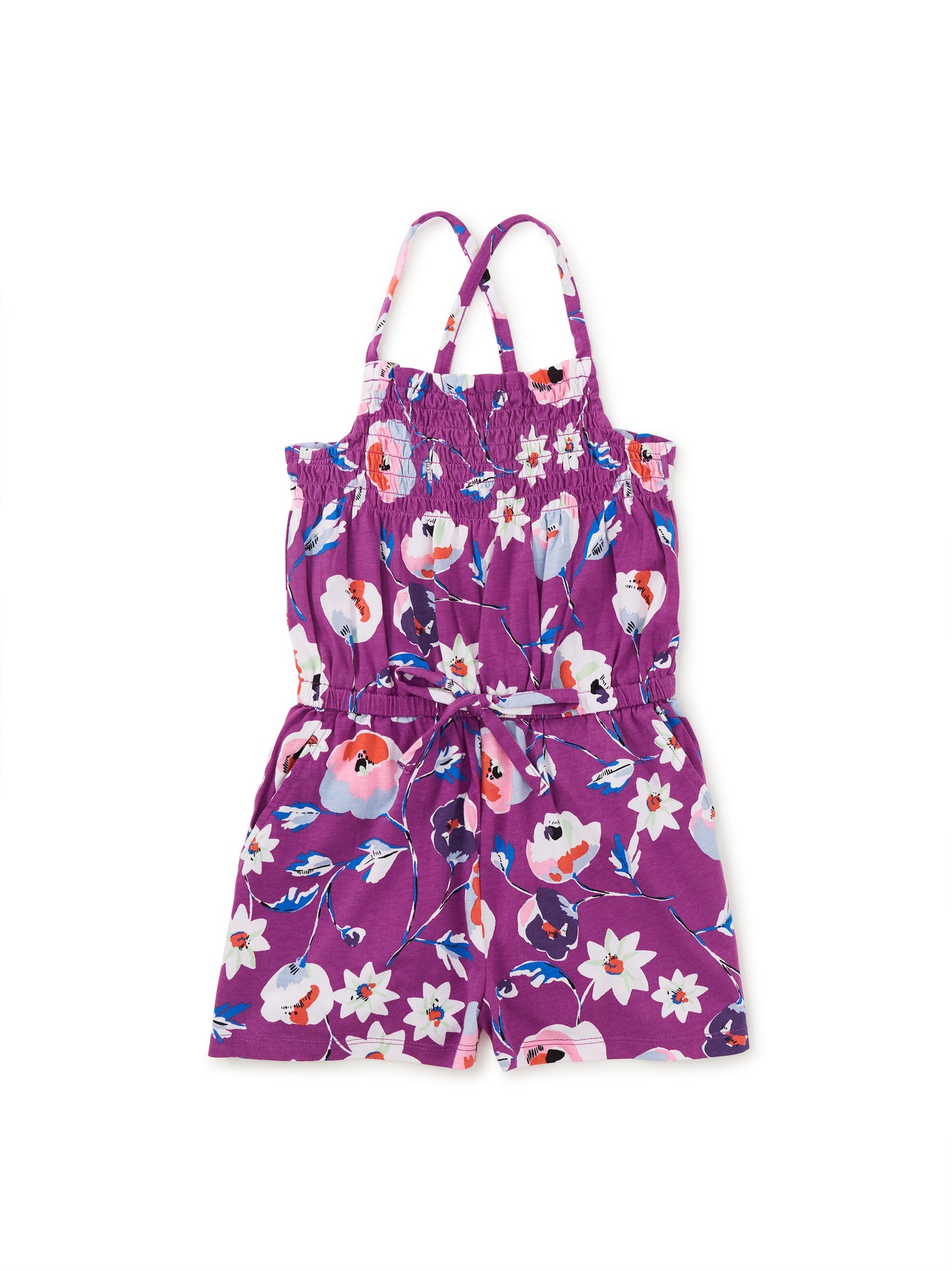 Smocked Sleeveless Romper - Swedish Flowers