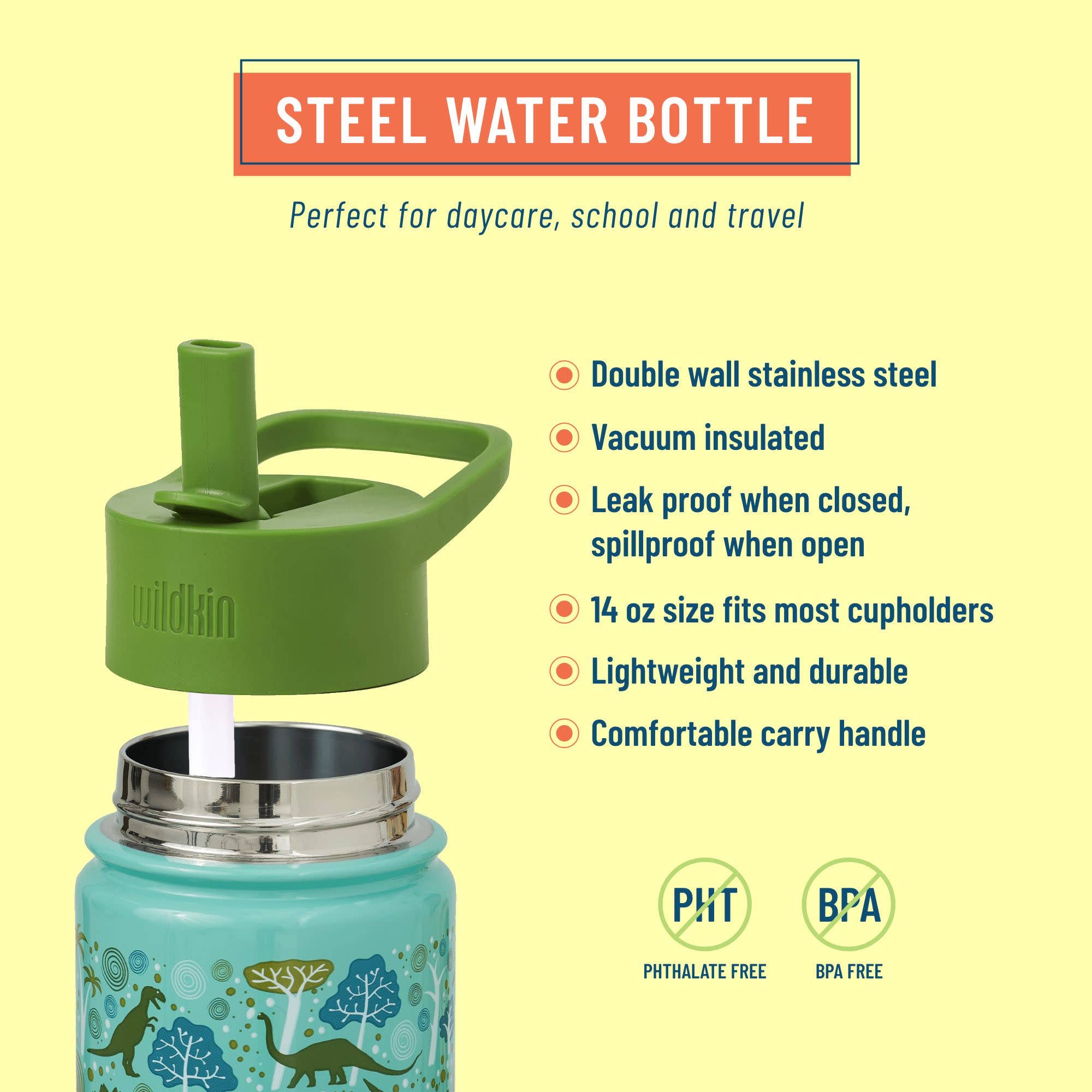 Dinomite Dinosaurs 14 oz Steel Bottle-Little Sprout