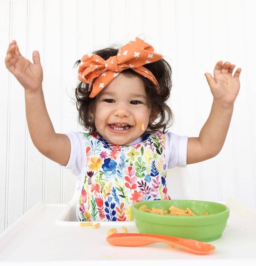 Rainbow Watercolor Floral Bapron: Toddler (6m-3T)