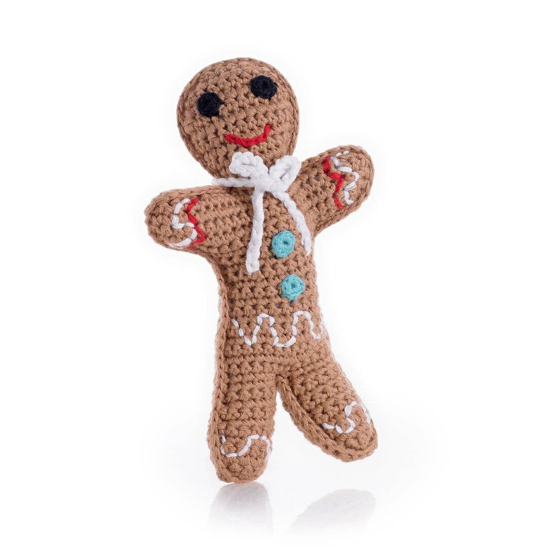 Gingerbread  Crochet Rattle Pebble  Little Sprout