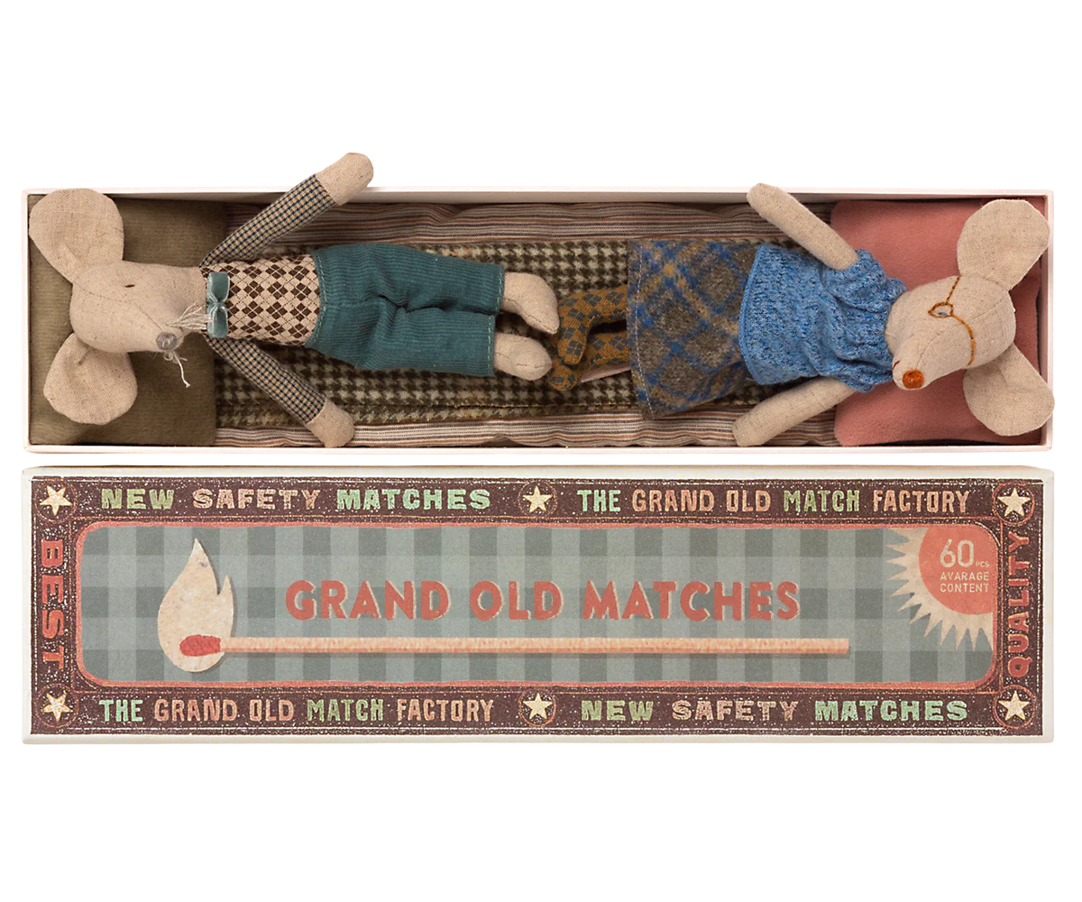 Grandma and Grandpa Mice in Matchbox