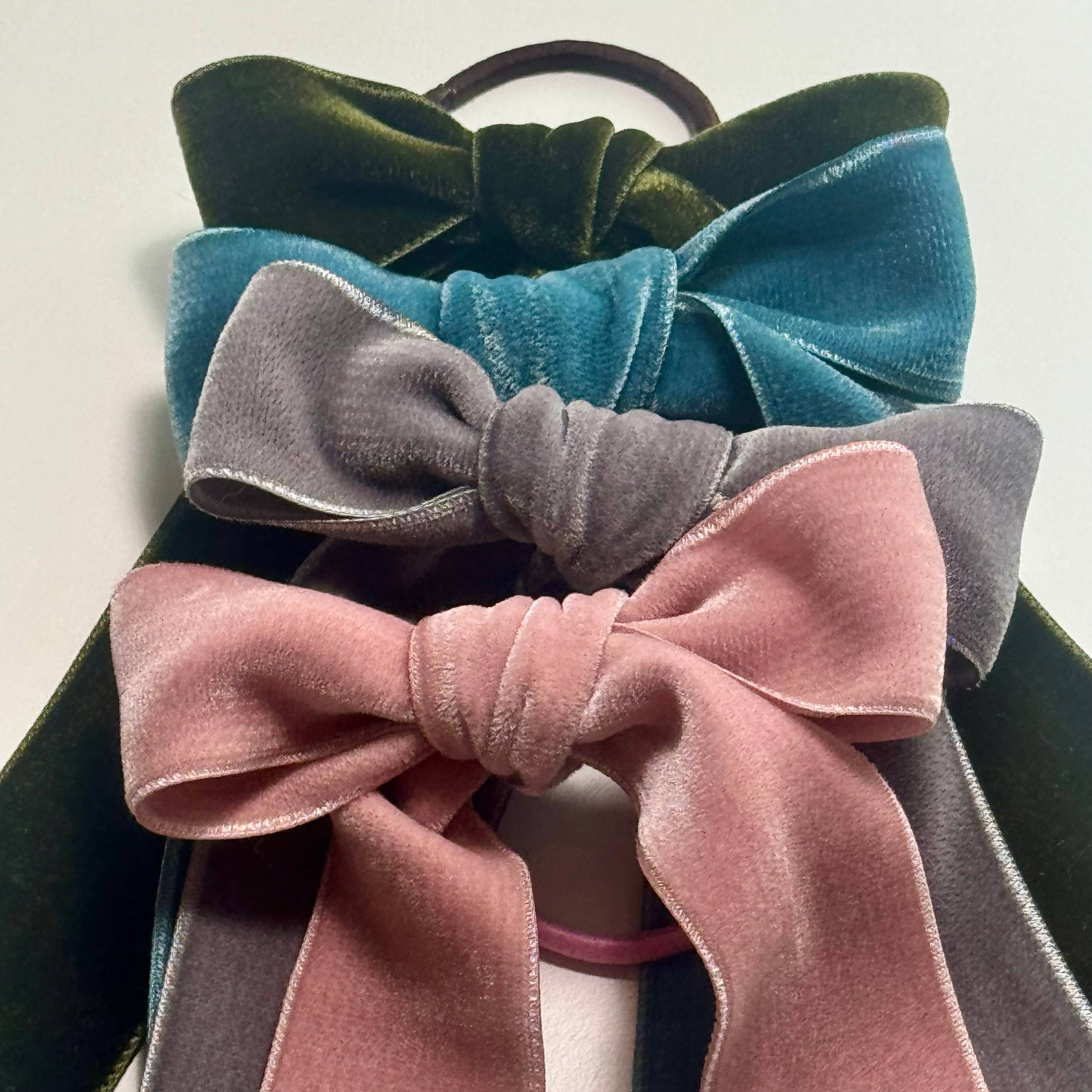 Velvet Hair Bows - Fall Vibes: Moss