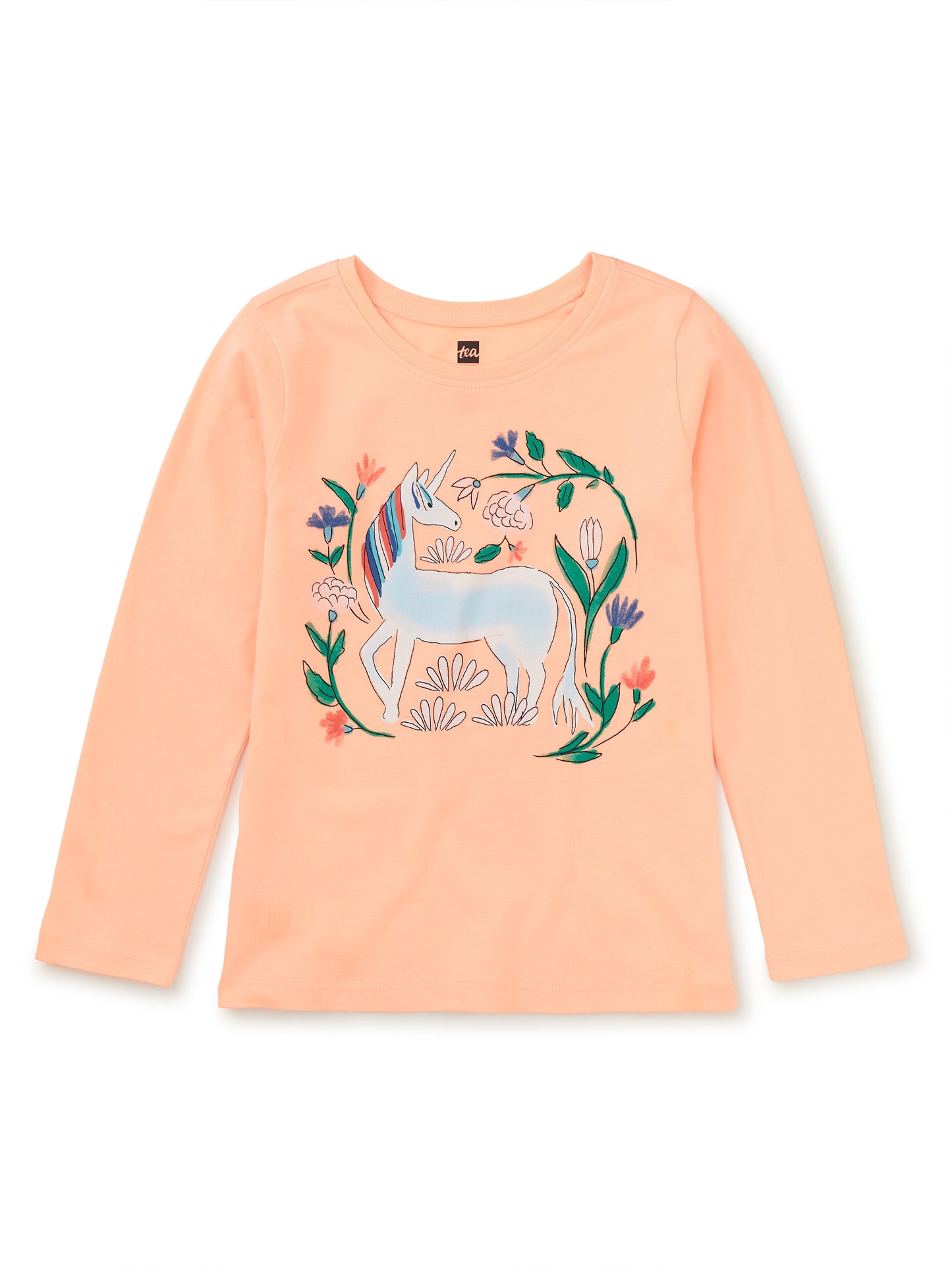 Unicorn Garden Graphic Tee- Salmon