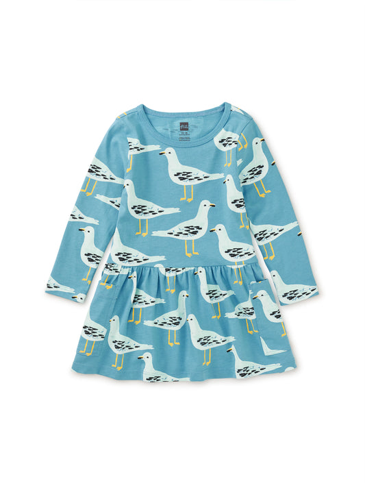 Long Sleeve Pocket Dress - Squabble of Seagulls