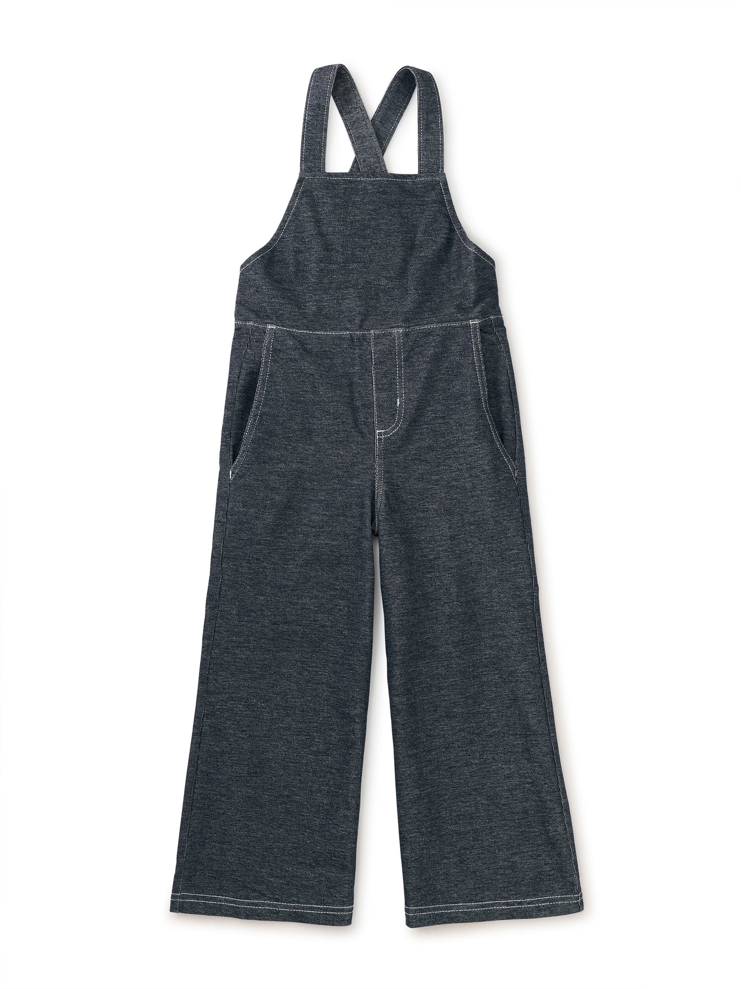 Wide Leg Denim-Like Overalls - Indigo