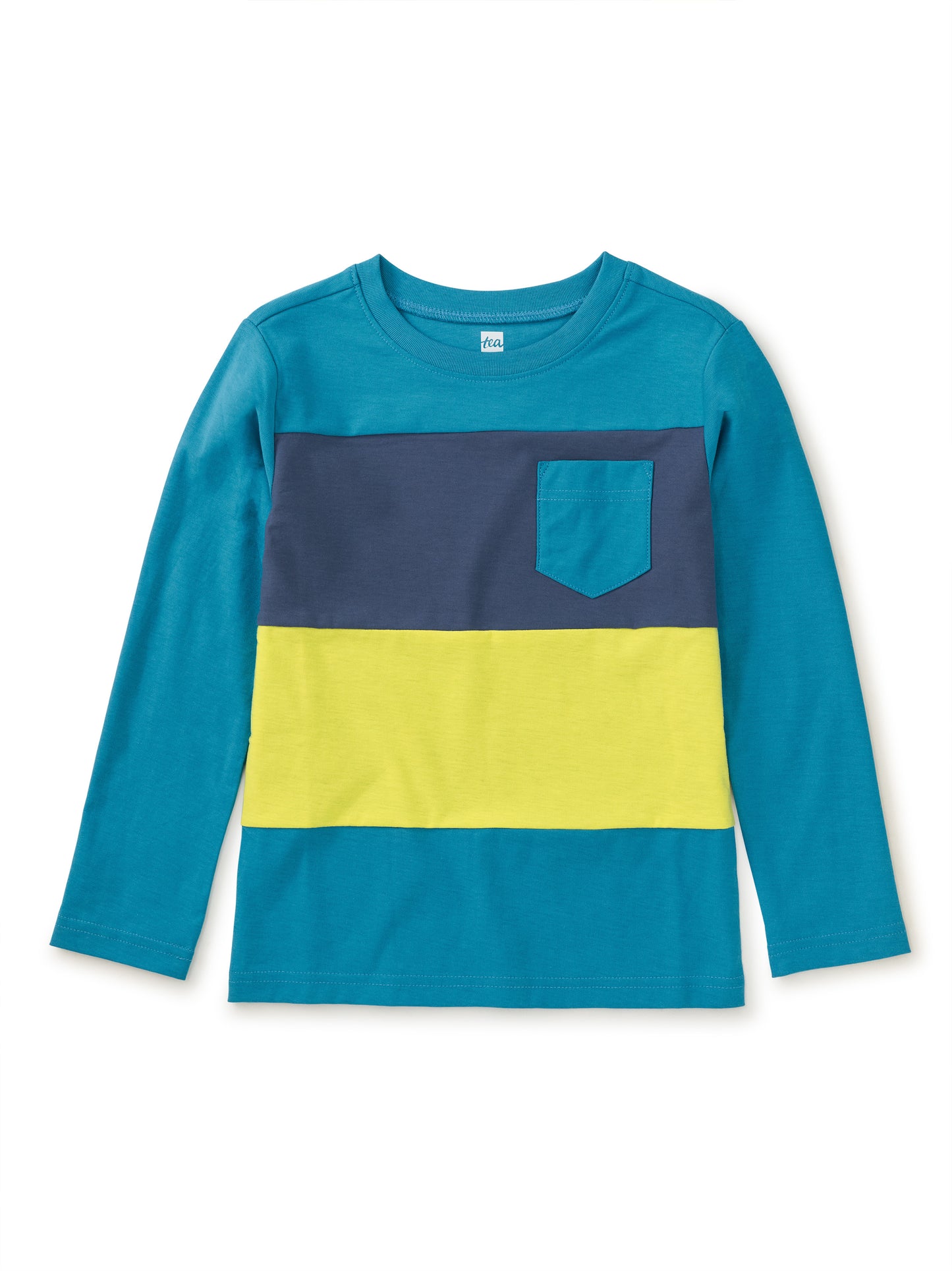 Long Sleeve Colorblock Tee - Nordic Blue