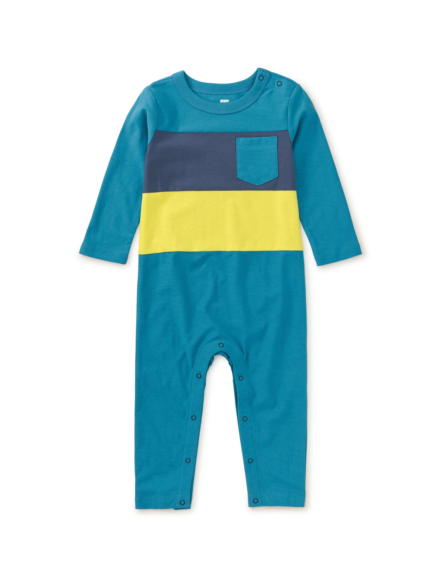 Striped Pocket Baby Romper - Nordic Blue