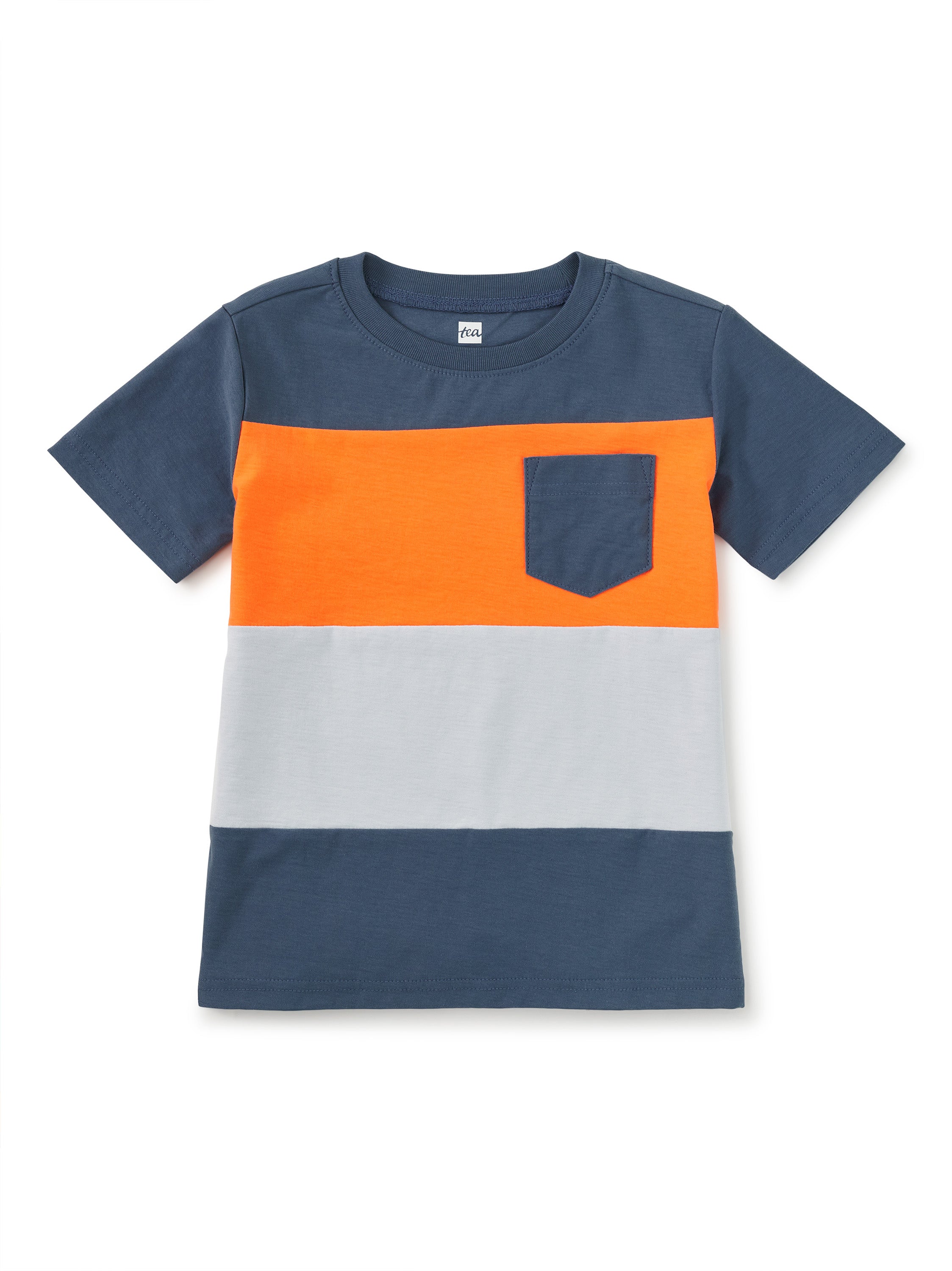 Colorblock Pocket Tee - Cornflower-Little Sprout