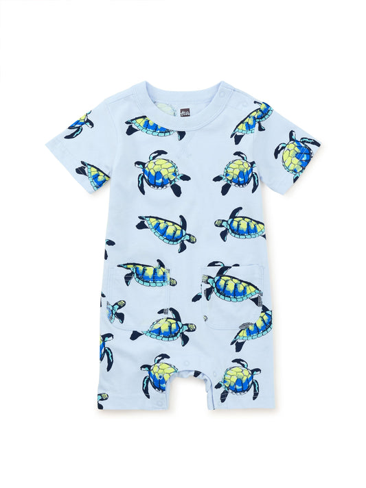 Double Pocket Baby Romper - Turtles