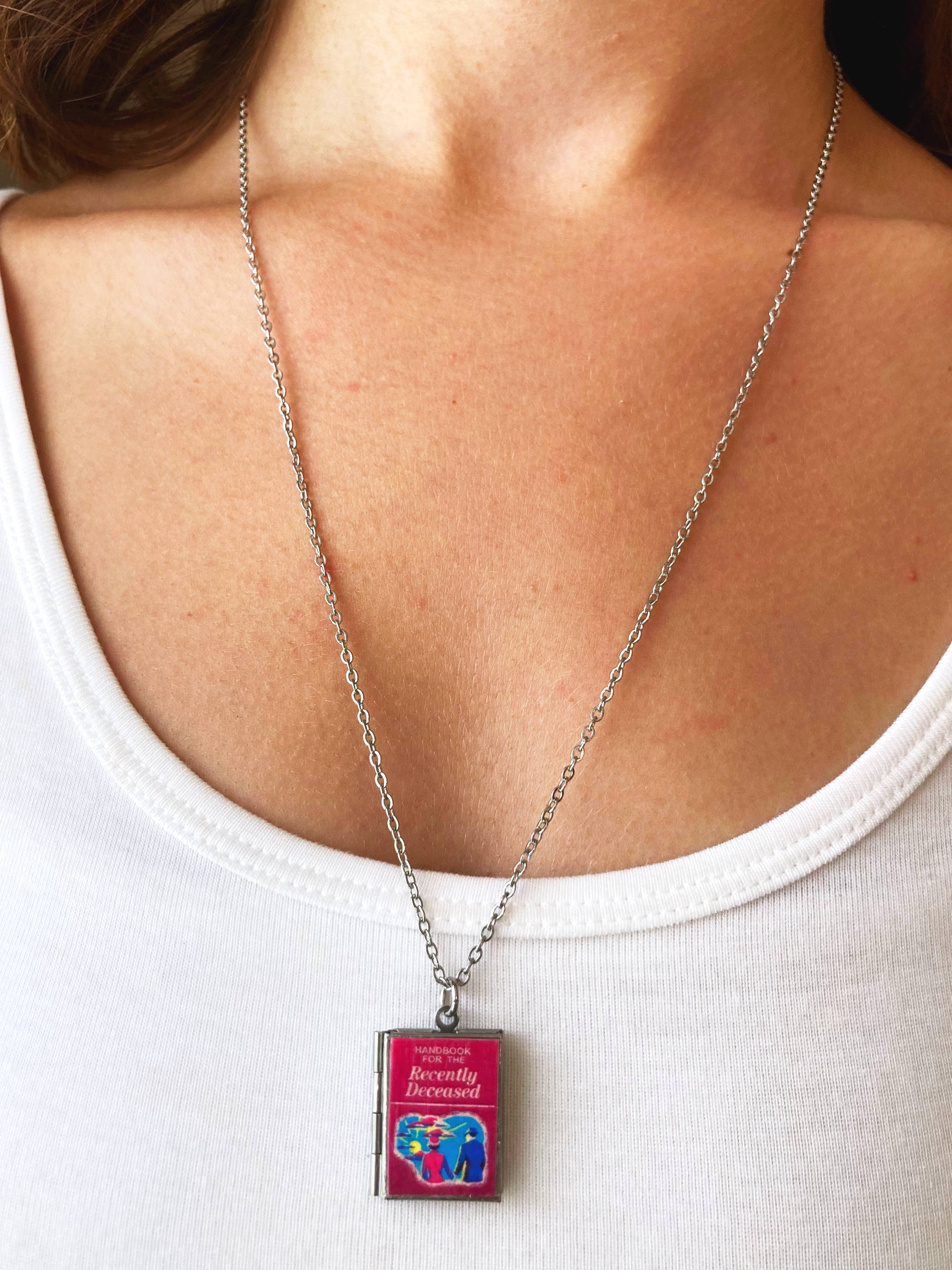 Book Locket Beetlejuice - Handbook of the Recently Deceased: Stainless Steel-Little Sprout