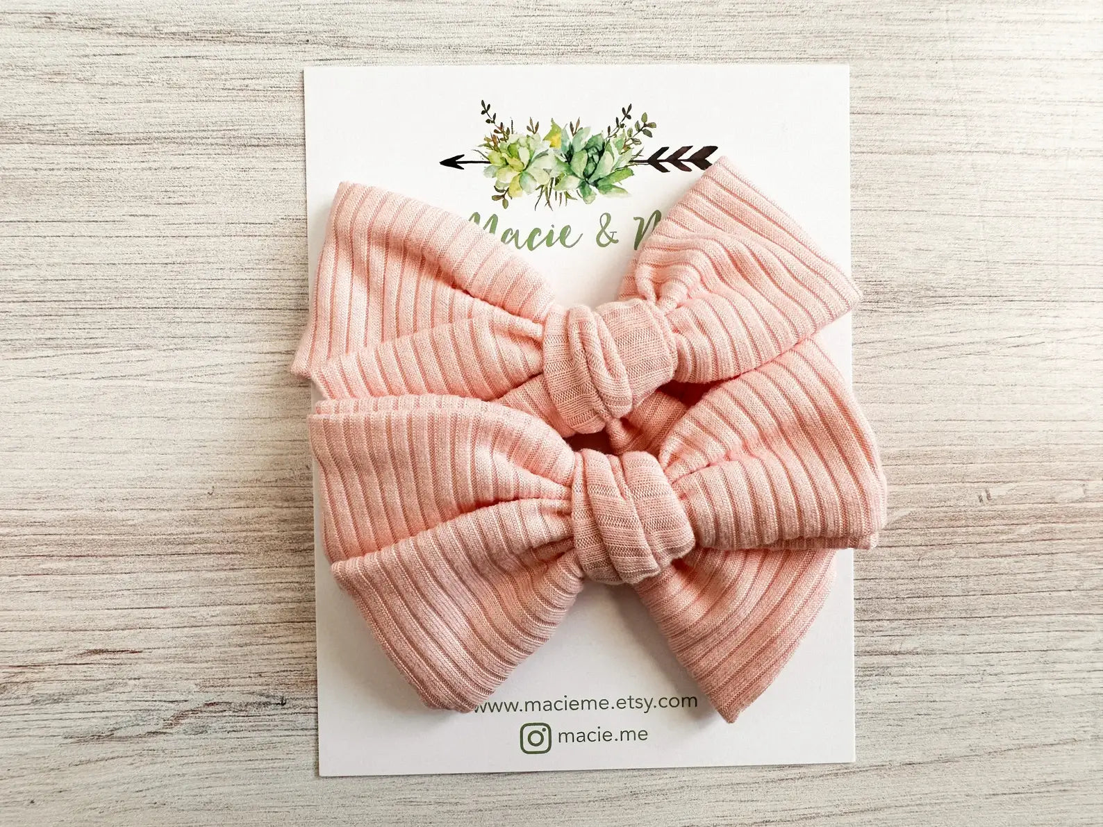 Pink Ribbed Schoolgirl Bow(s): 1 Bow on Clip