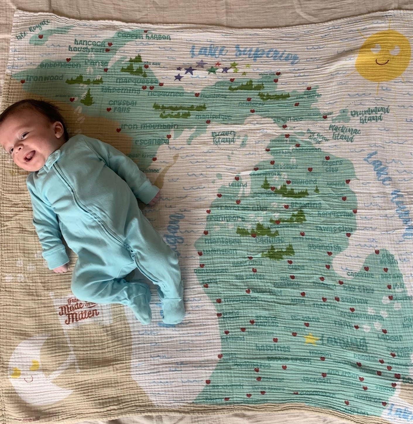 Michigan Baby Swaddle Blanket: Michigan Map 47 x 47