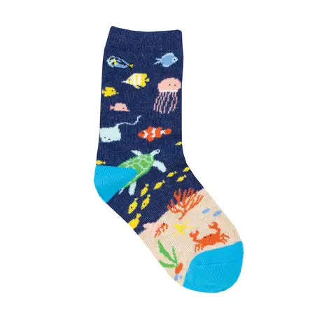 Kids Cotton Crew Socks - Under the Sea  4-7Y