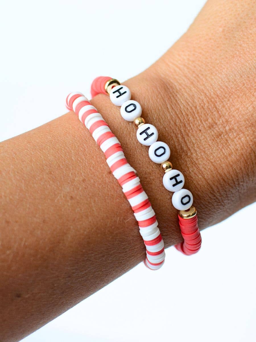 HO Ho Ho Holiday Red Bracelet Set