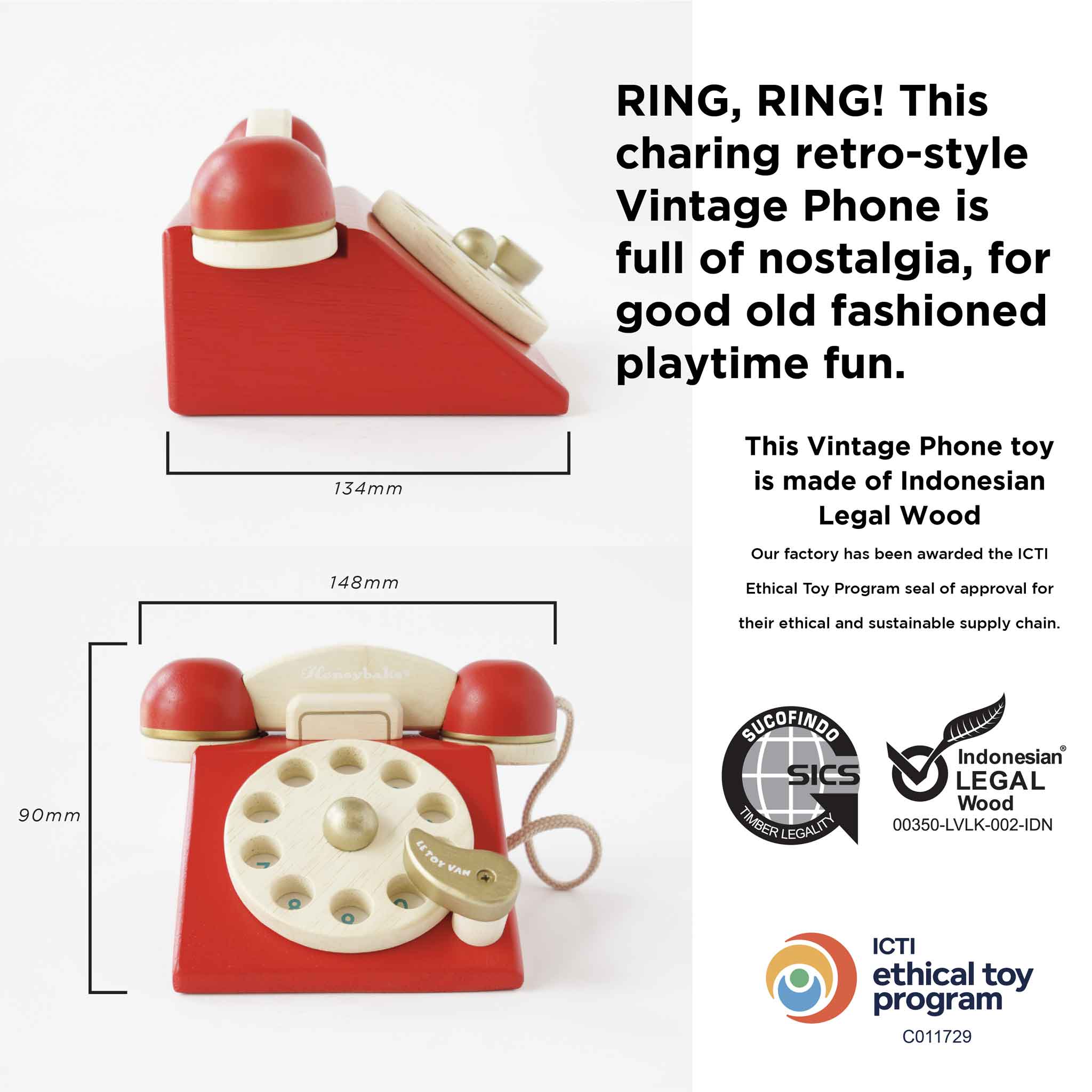 Vintage Wooden Phone-Little Sprout