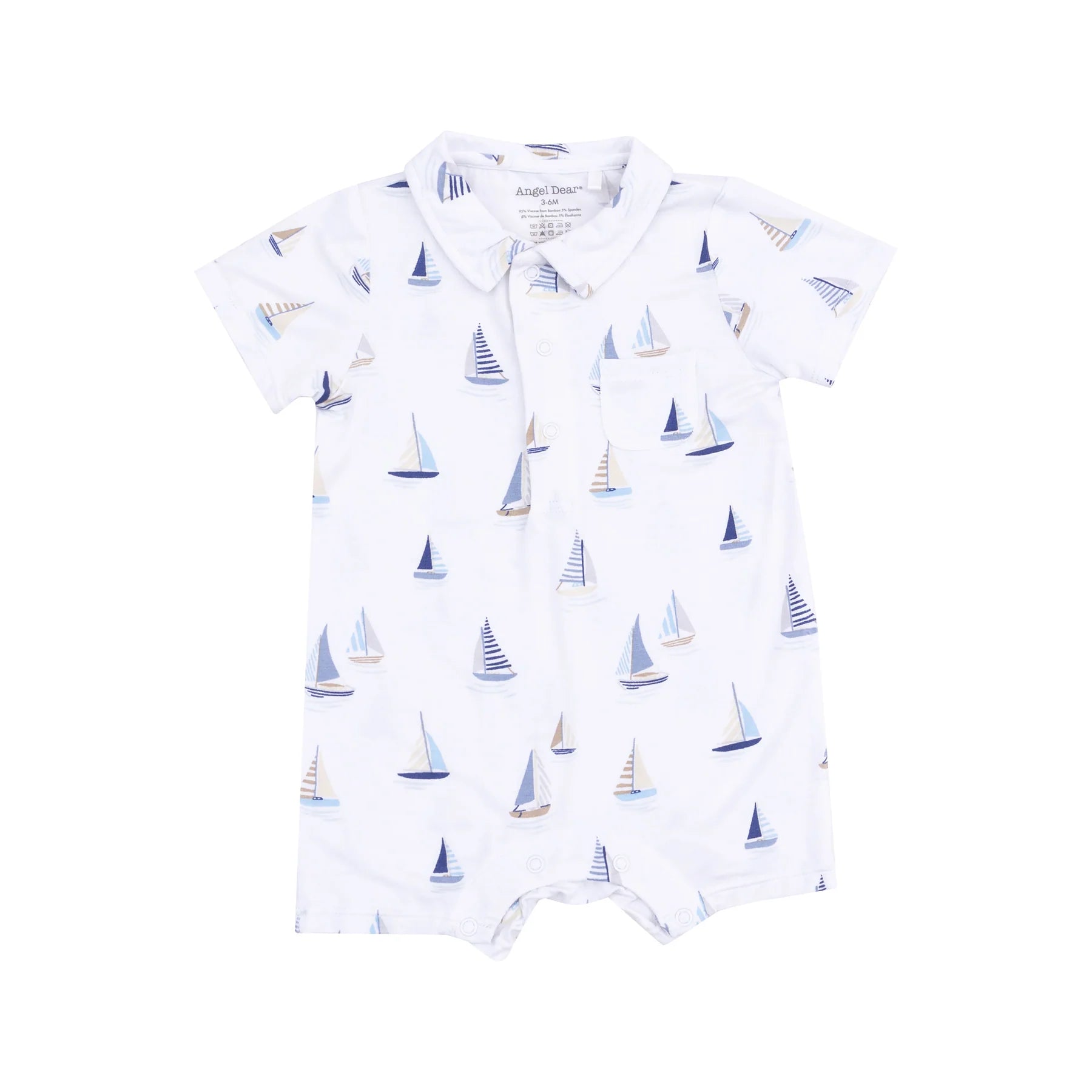 Blue Polo Shortie - Sailboats