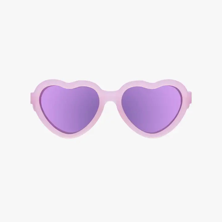 Frosted Pink Polarized Heart Sunglasses with Mirrored Lens - Ages 0-2