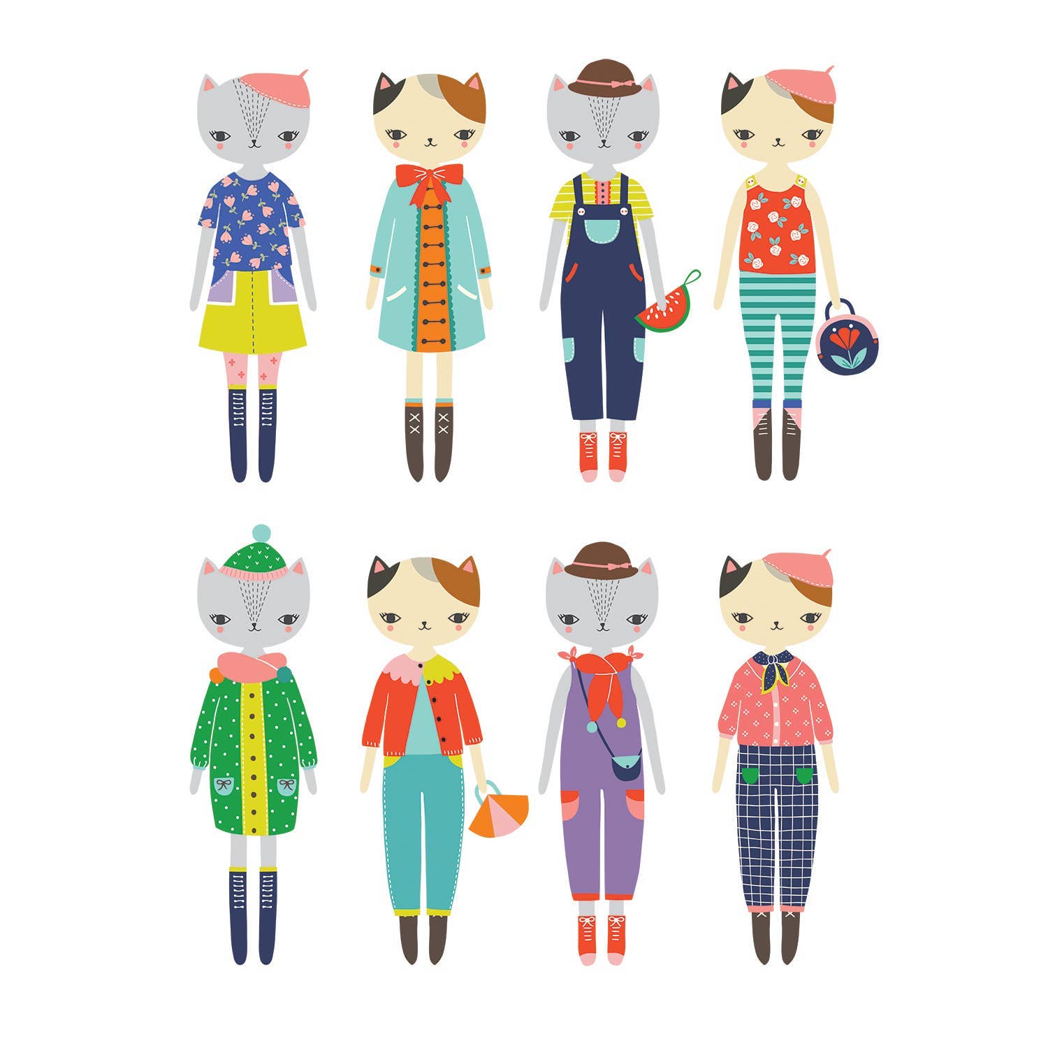 Cat Fashion Magnetic Figures-Little Sprout