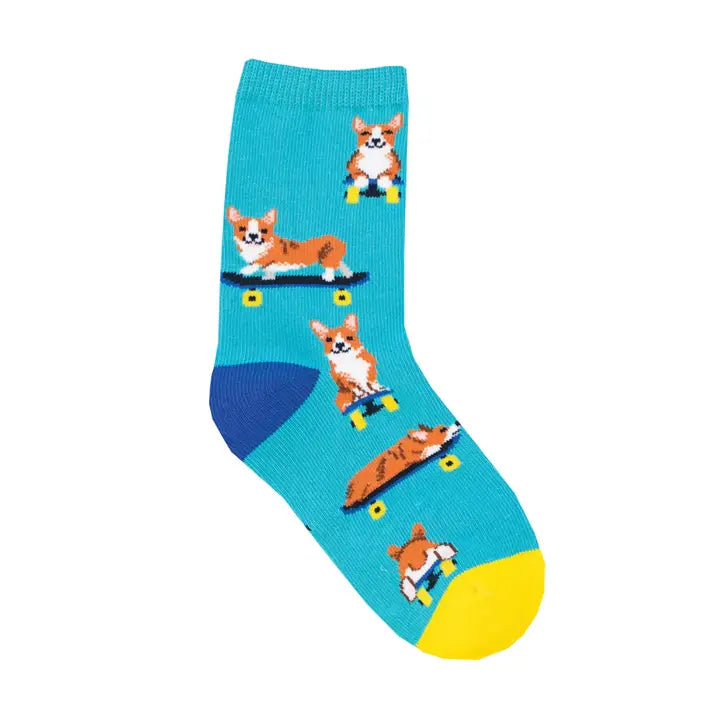 Kids Crew Socks -Skater Corgi    2-4Y