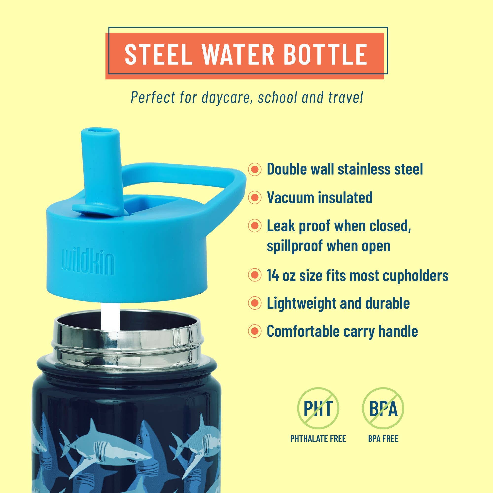 Sharks 14 oz Steel Bottle