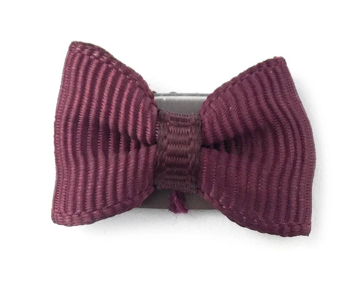 Mini Wisp Clip Tiny Tuxedo Baby Bow Hair Clips Mini Bows: Burgundy