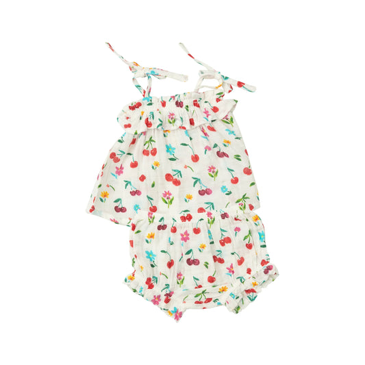 Ruffle Top and Bloomer Set - Cherry