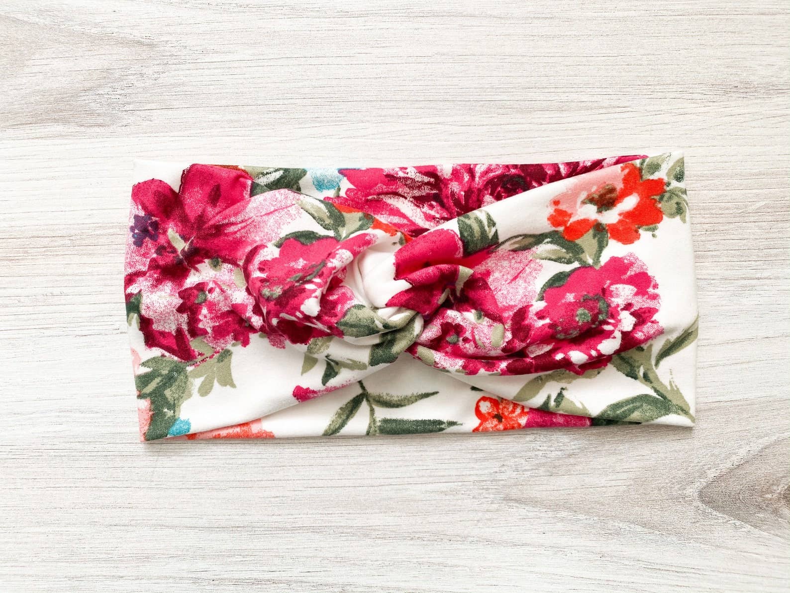 Magenta Floral Twist Headband: Baby