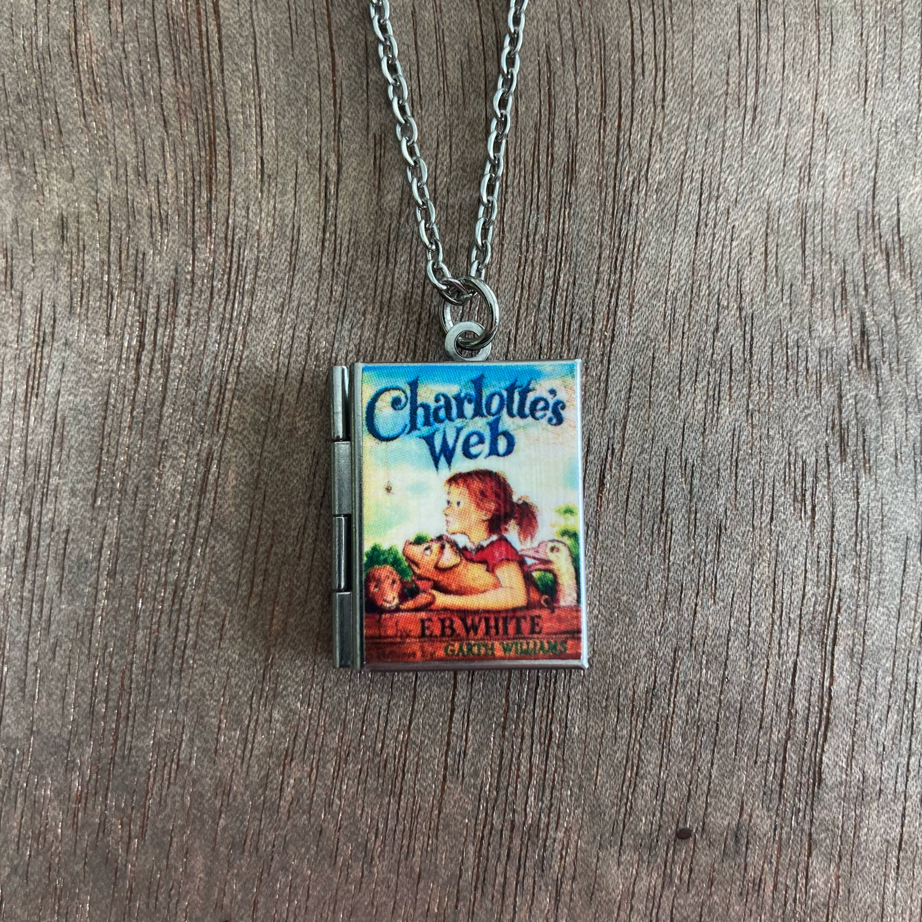 Book Locket Charlotte's Web: Stainless Steel