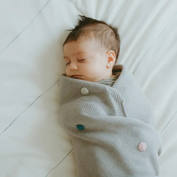 Handmade Baby Blanket - Spotty - Gray