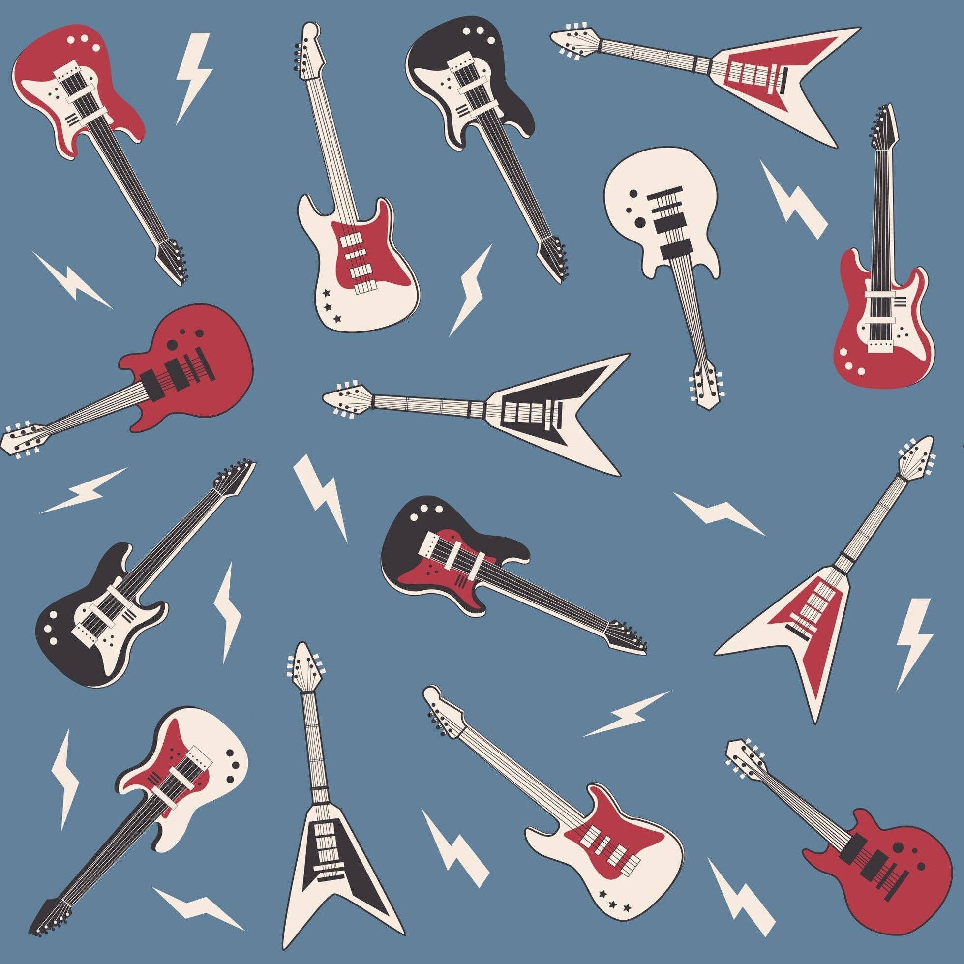 Big Kid Pajama S/S - Rock N Roll Blue: Rock N Roll Blue / Boy / 5 Years-Little Sprout