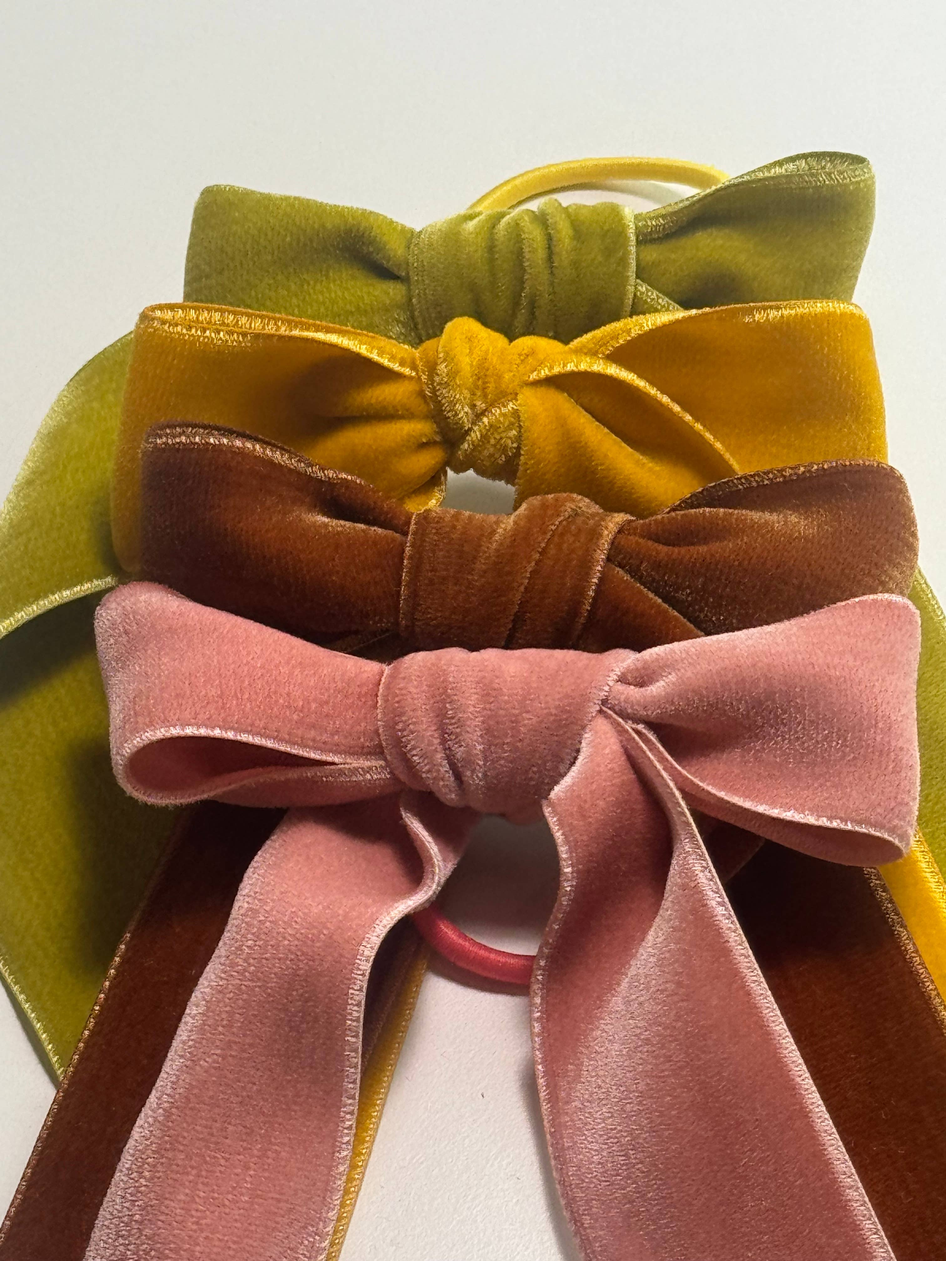 Velvet Hair Bows - Fall Vibes: Moss