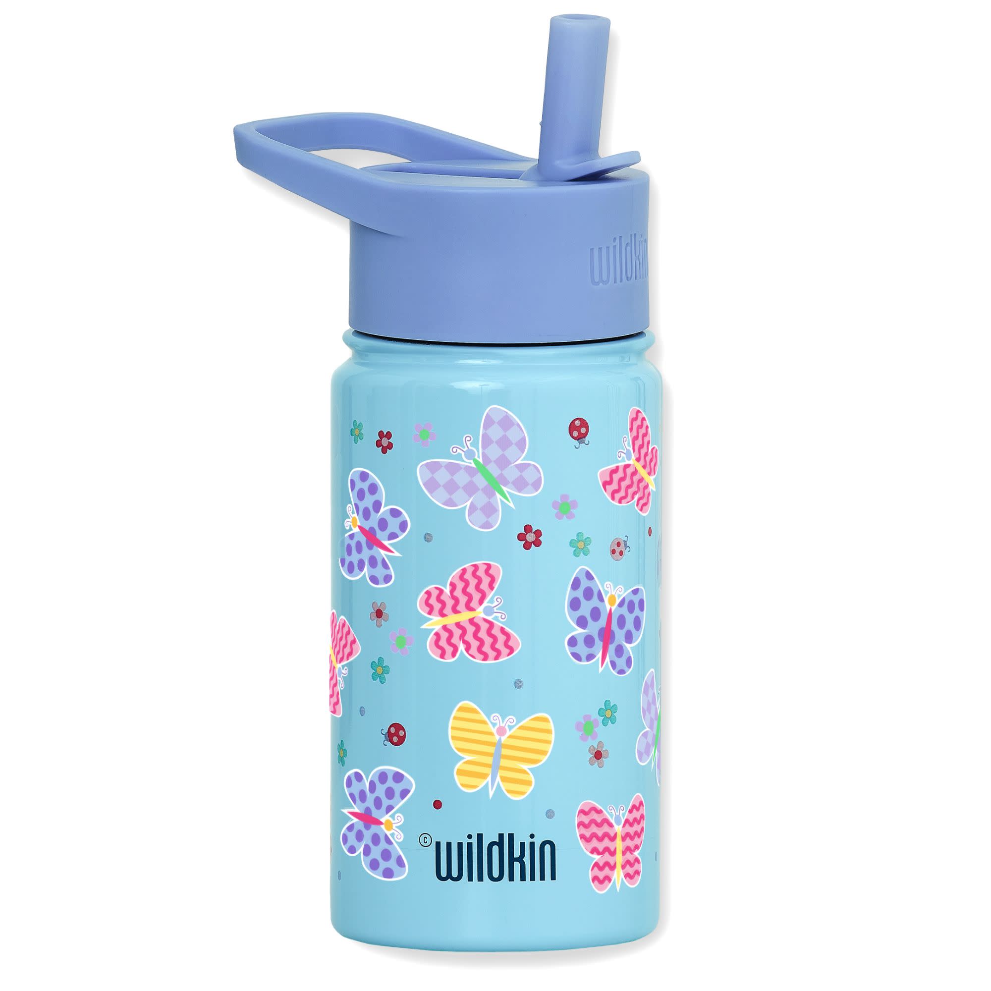 Butterfly Garden Blue 14 oz Steel Bottle-Little Sprout
