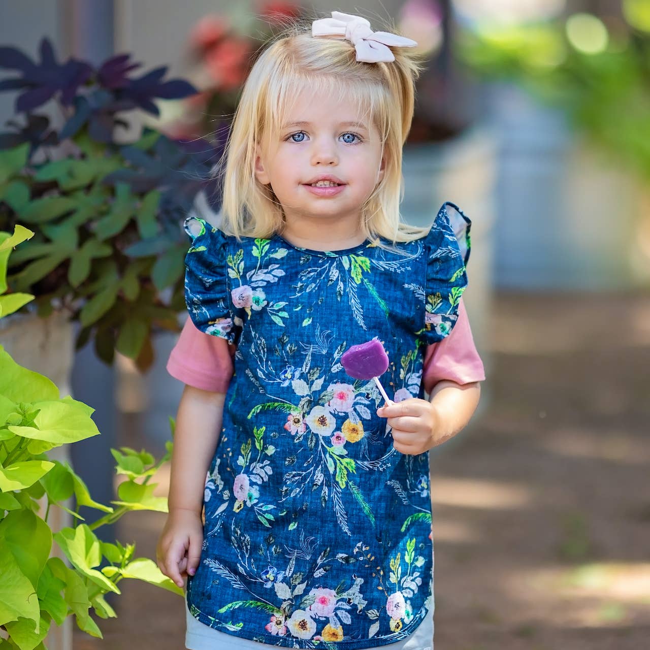 Boho Floral Flutter Bapron: Toddler (6m-3T)-Little Sprout