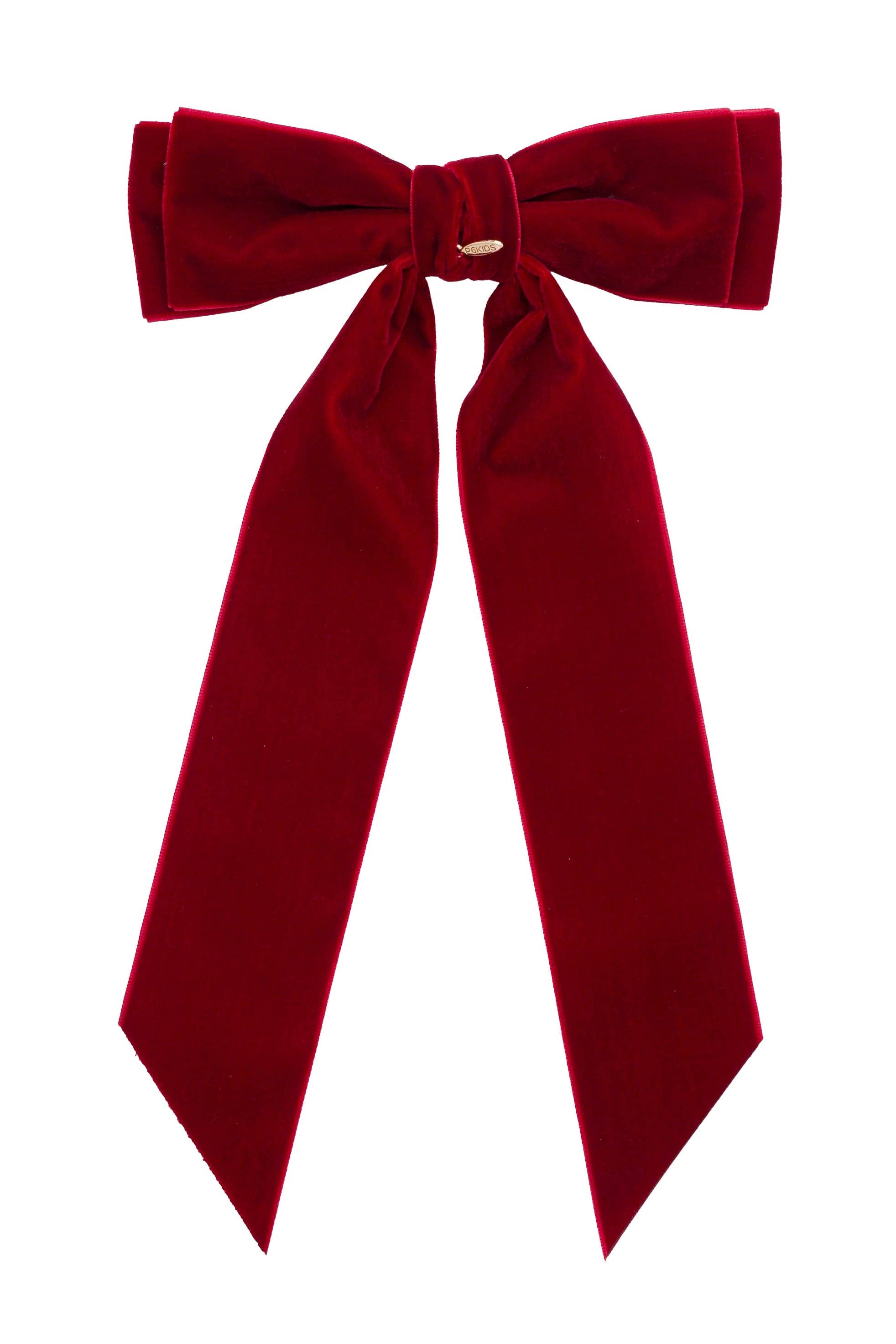 Madeline Velvet Long Tail Bow Clip - Red: Red