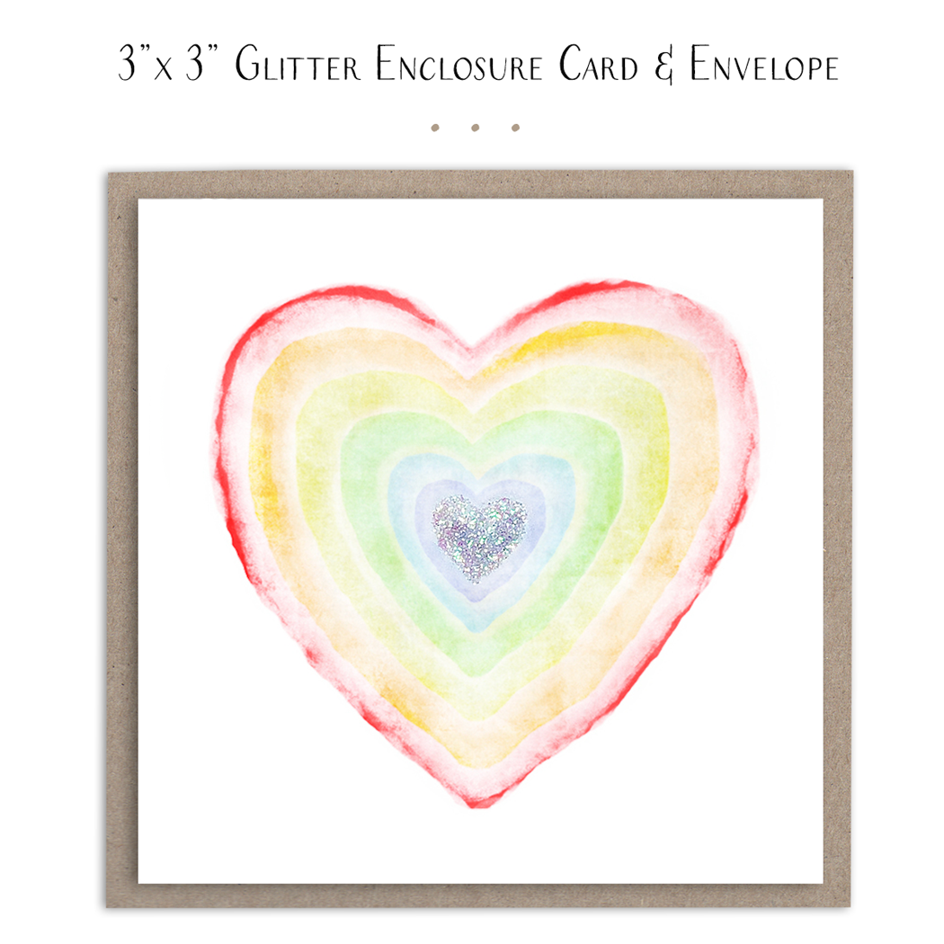 Rainbow Heart Mini Card: Plain