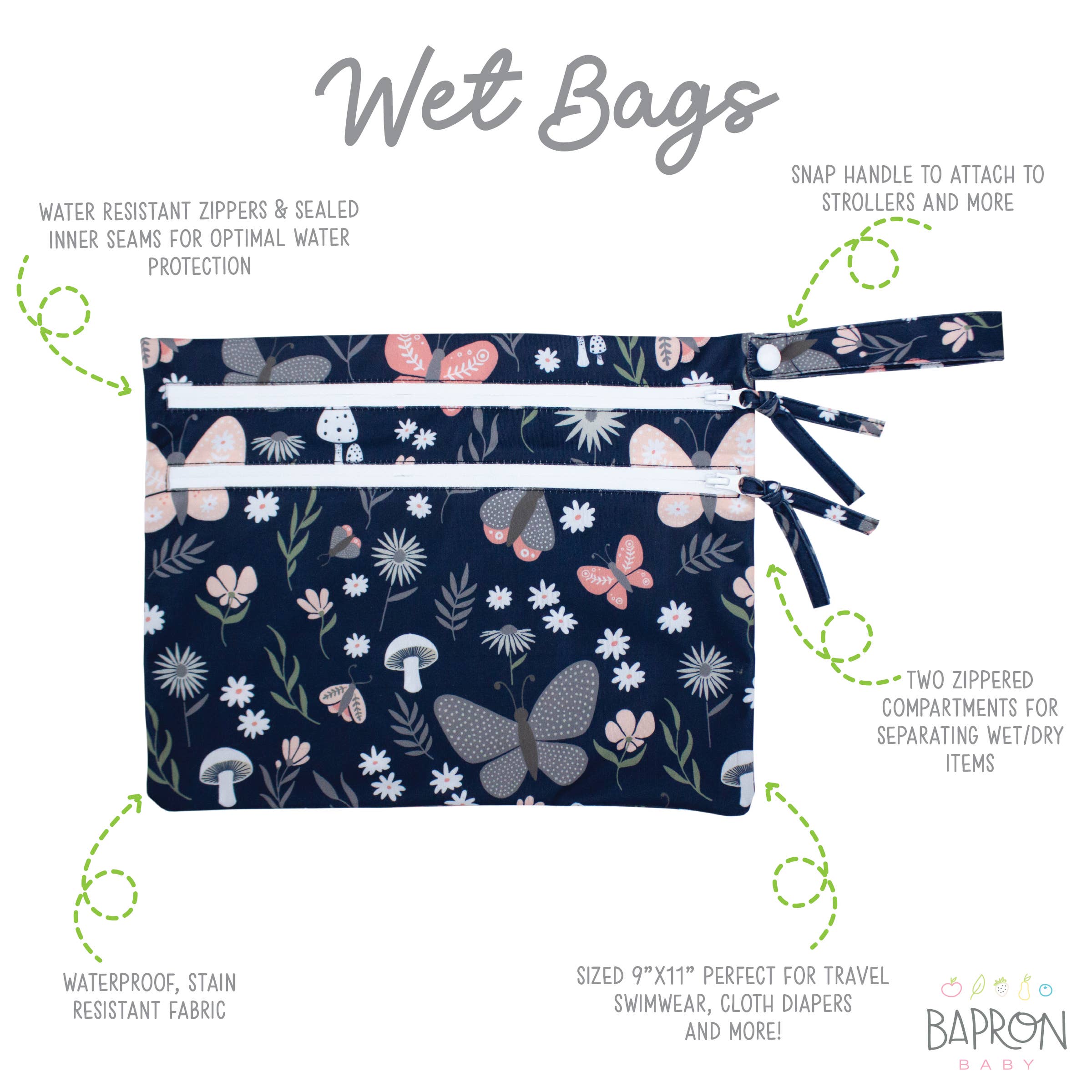 Butterfly Garden Waterproof Wet Bag