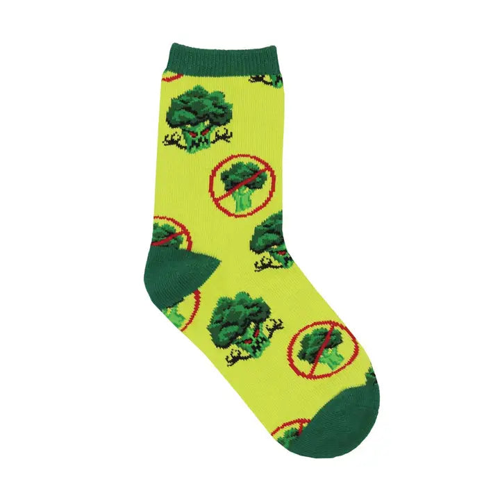 Kids Cotton Crew Socks - Broccoli Monster  2-4Y