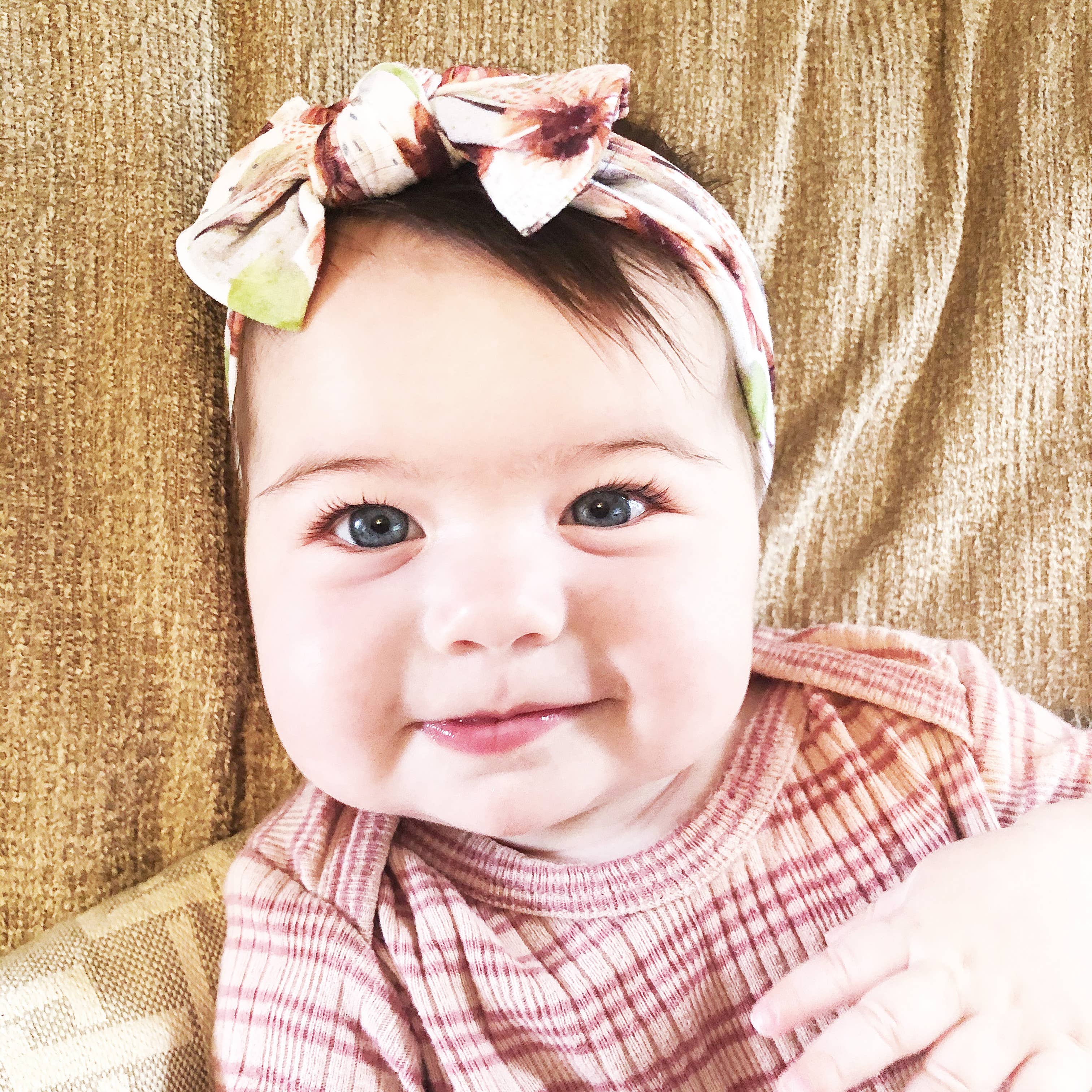 Baby Headband Nylon Infant Bow - Floral Print Begonia