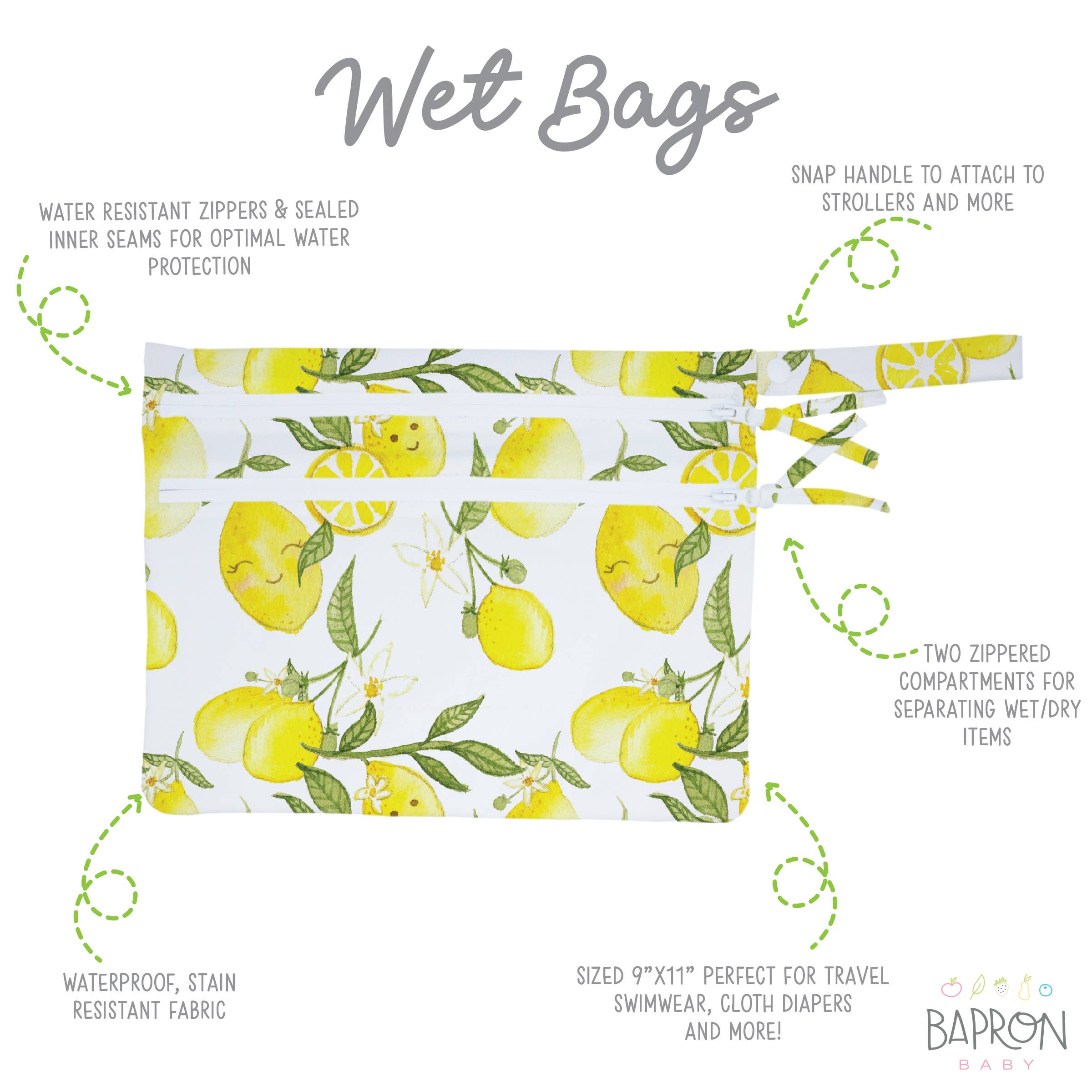 Fresh Lemon Waterproof Wet Bag-Little Sprout