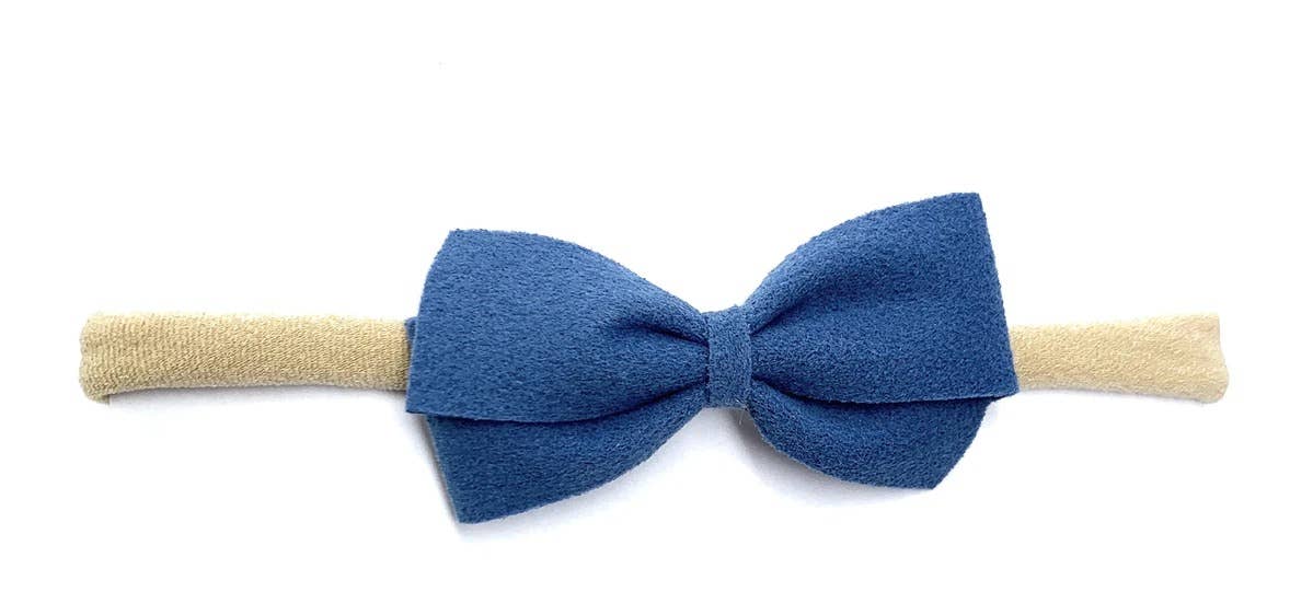 Thali Faux Suede Bow Headband for Infant Babies Toddler Girl: Smoke Blue