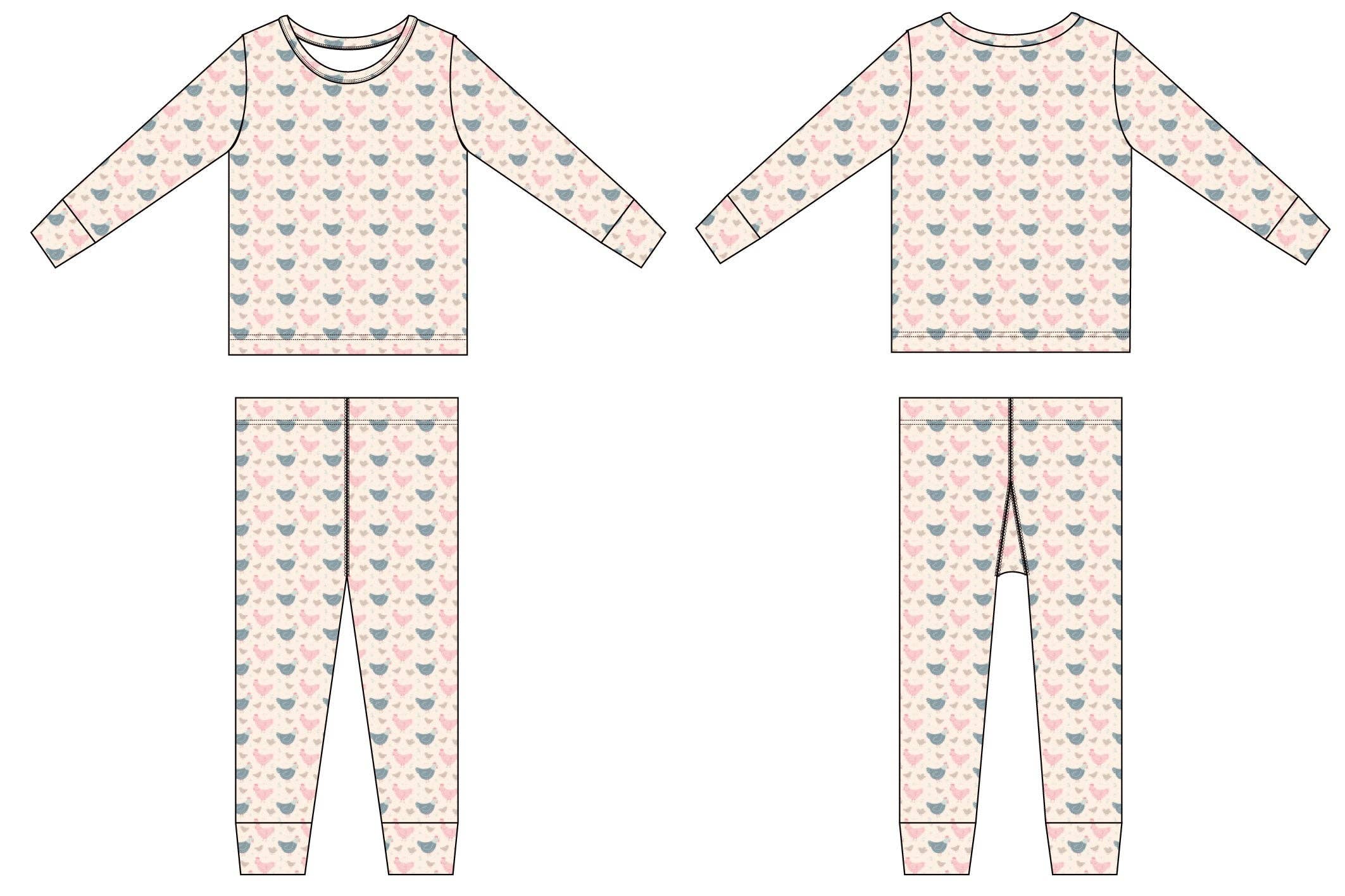 Big Kid Pajama - Happy Hens: Happy Hens / Girl / 6 Years-Little Sprout