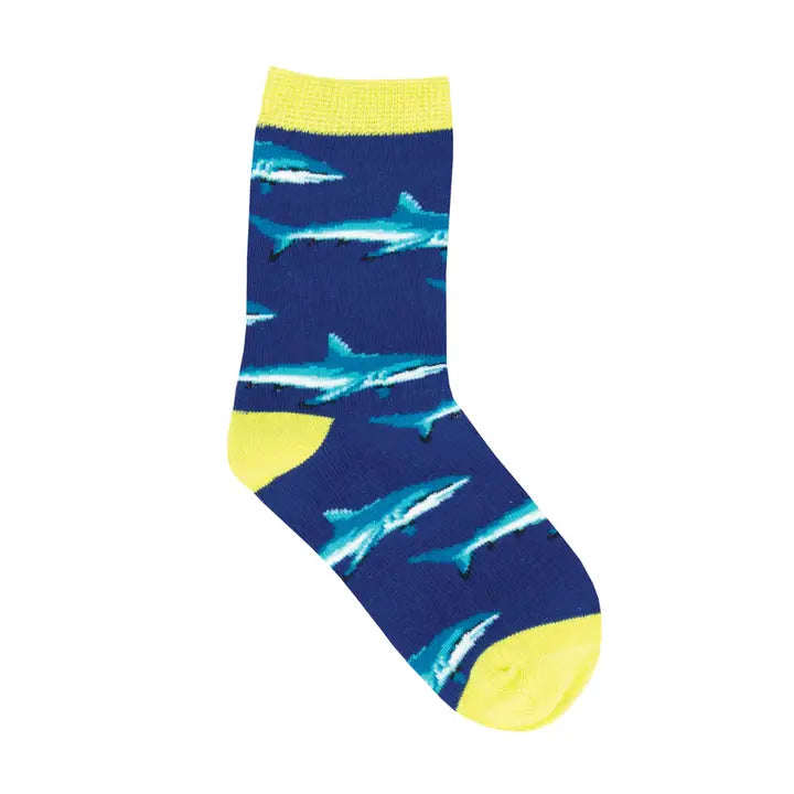 Kids Cotton Crew Socks - Shark School   2-4Y