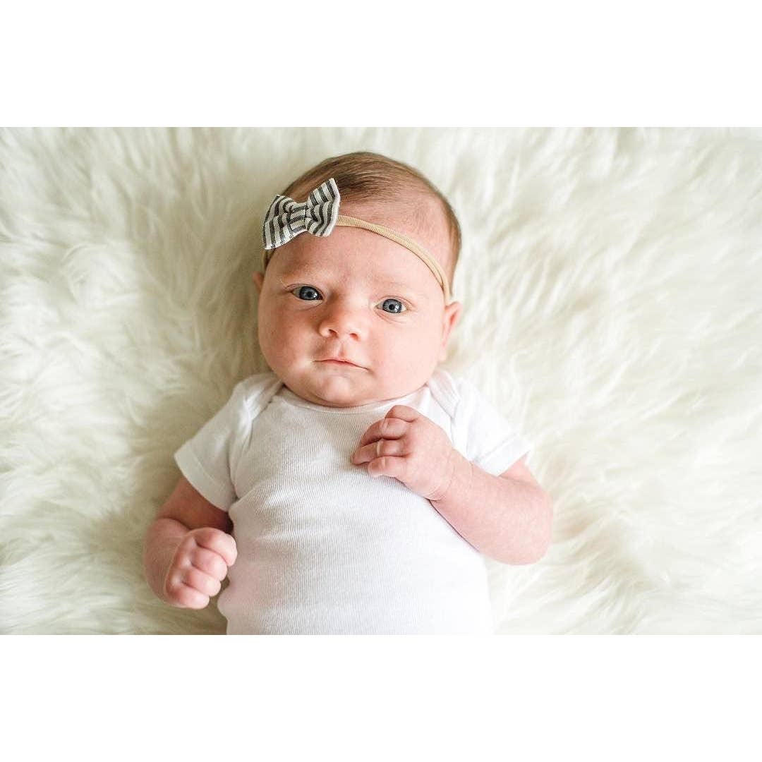 Peach Floral Mini Bow-Little Sprout