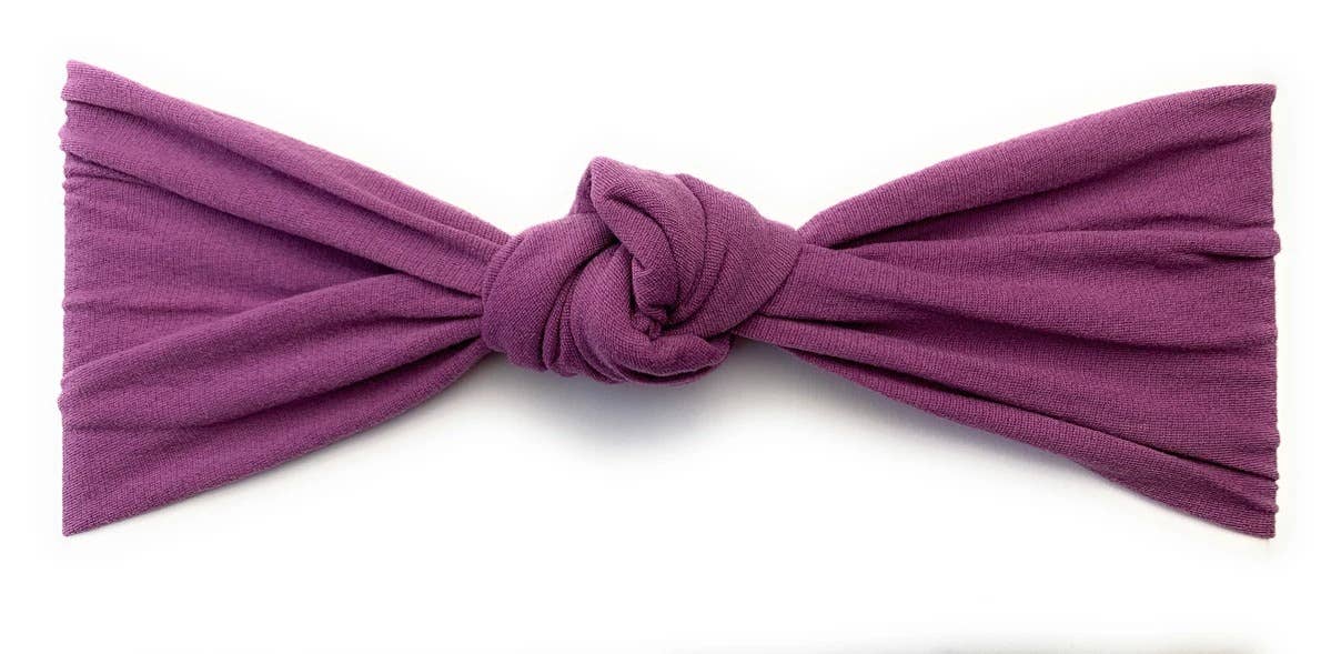 Nylon Knotted Turban Knots Baby Infant Headband: Midnight Mauve