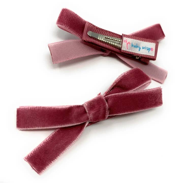 Velvet Pigtail Pinch Alligator Hair Clips: Chantilly