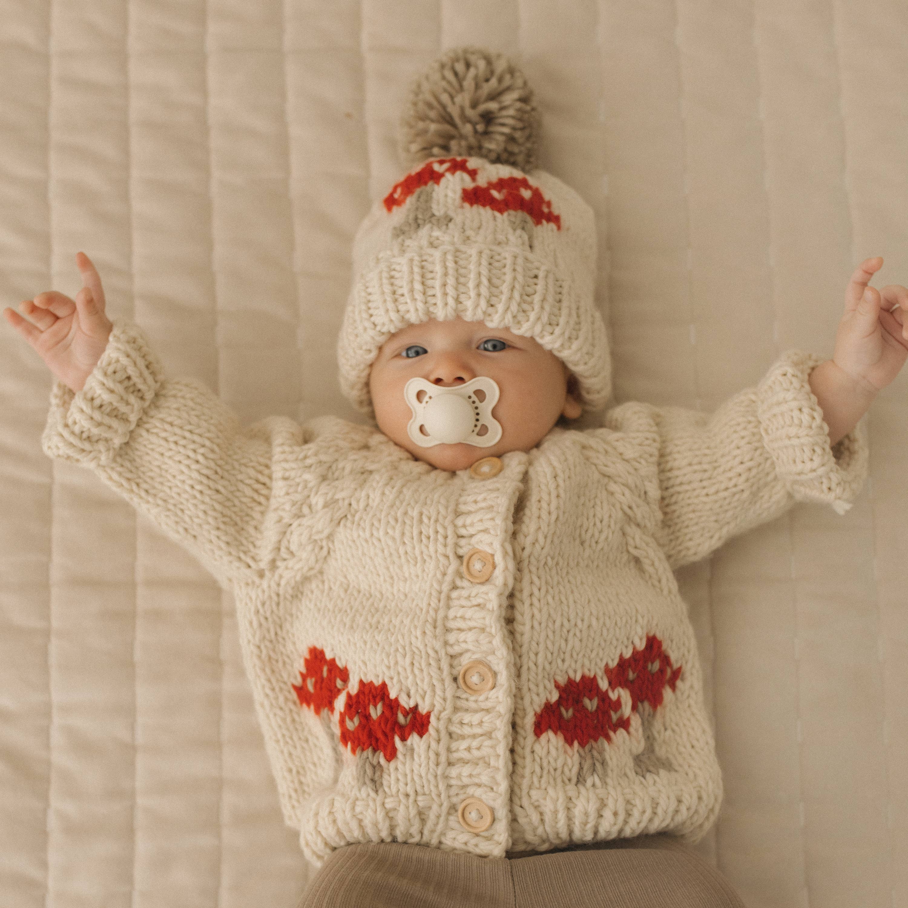 Mushroom Natural Cardigan Sweater Baby & Toddler : 6-12 months