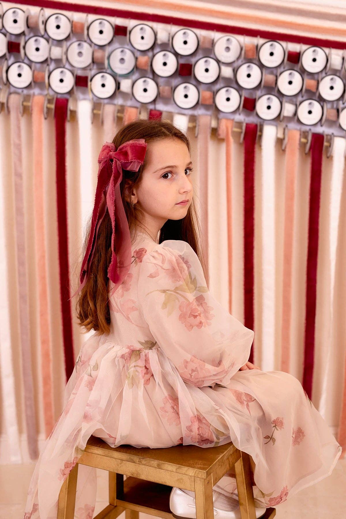 Primrose Princess Long Tail Bow Clip - Cranberry (Handmade in the USA!): Cranberry-Little Sprout